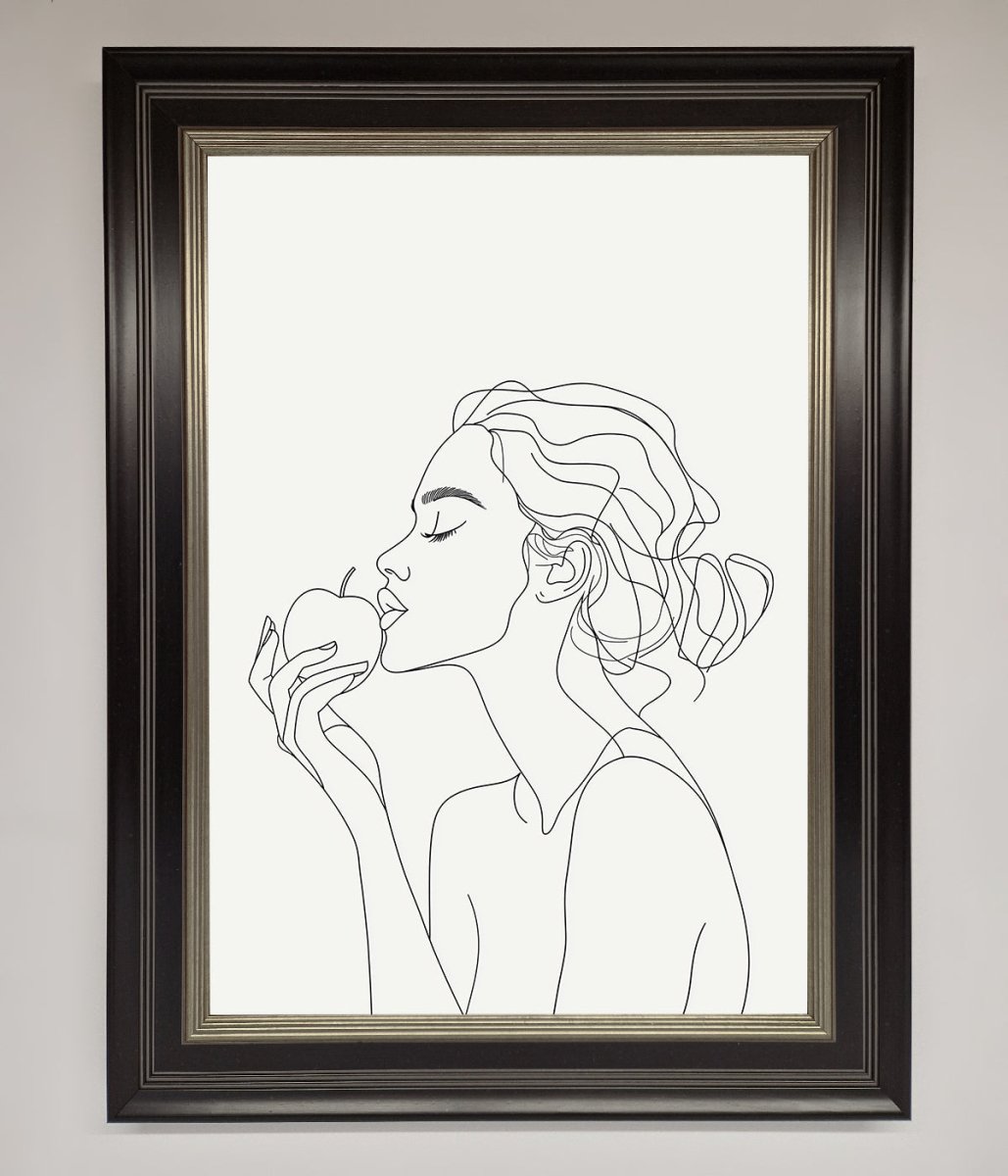 Women With An Apple Line Drawing Framed Poster-8