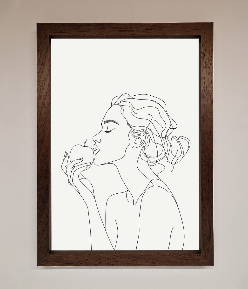 Women With An Apple Line Drawing Framed Poster-4