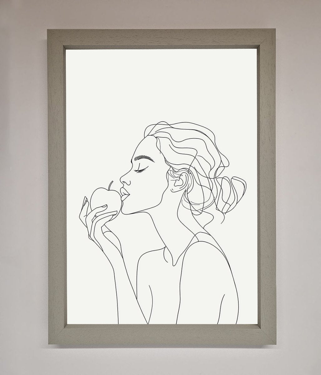 Women With An Apple Line Drawing Framed Poster-3