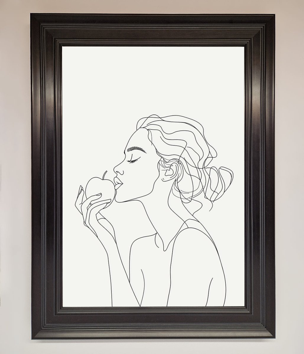 Women With An Apple Line Drawing Framed Poster-6