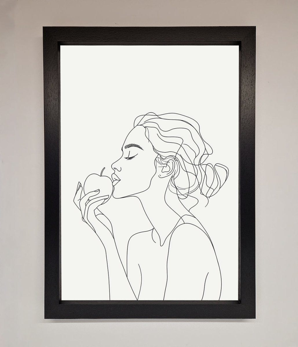 Women With An Apple Line Drawing Framed Poster-1