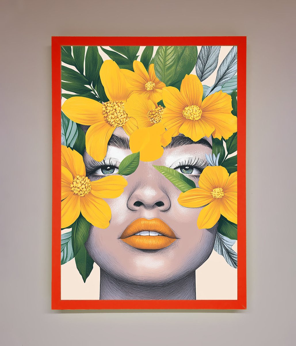 Yellow Flowers Head Framed Poster-14