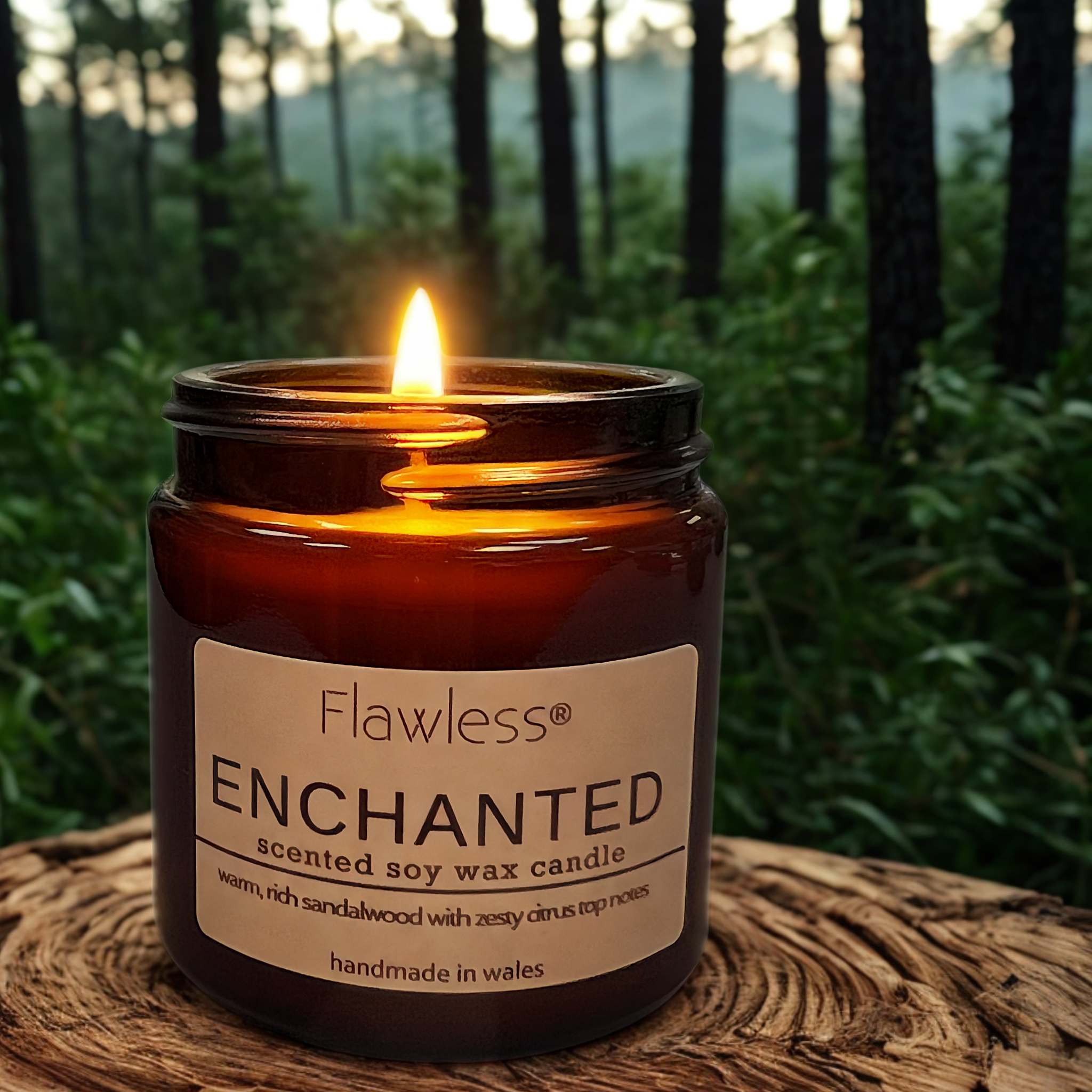 Sandalwood, Amber and Citrus Scented Candle - Enchanted-0