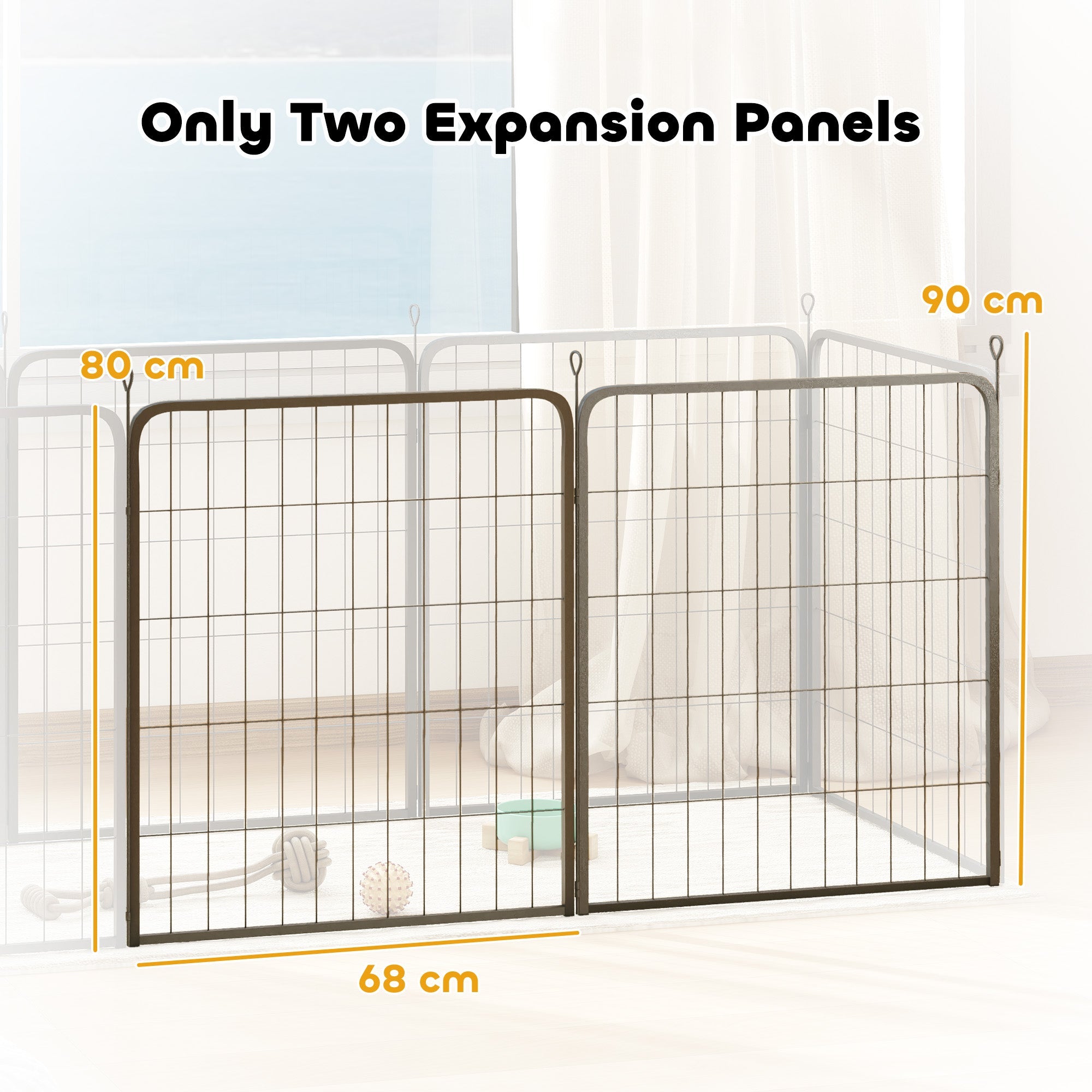 2 Piece Dog Pen Expansion Pack for 80cm High Animal Pen with 3 Connecting Stakes-2