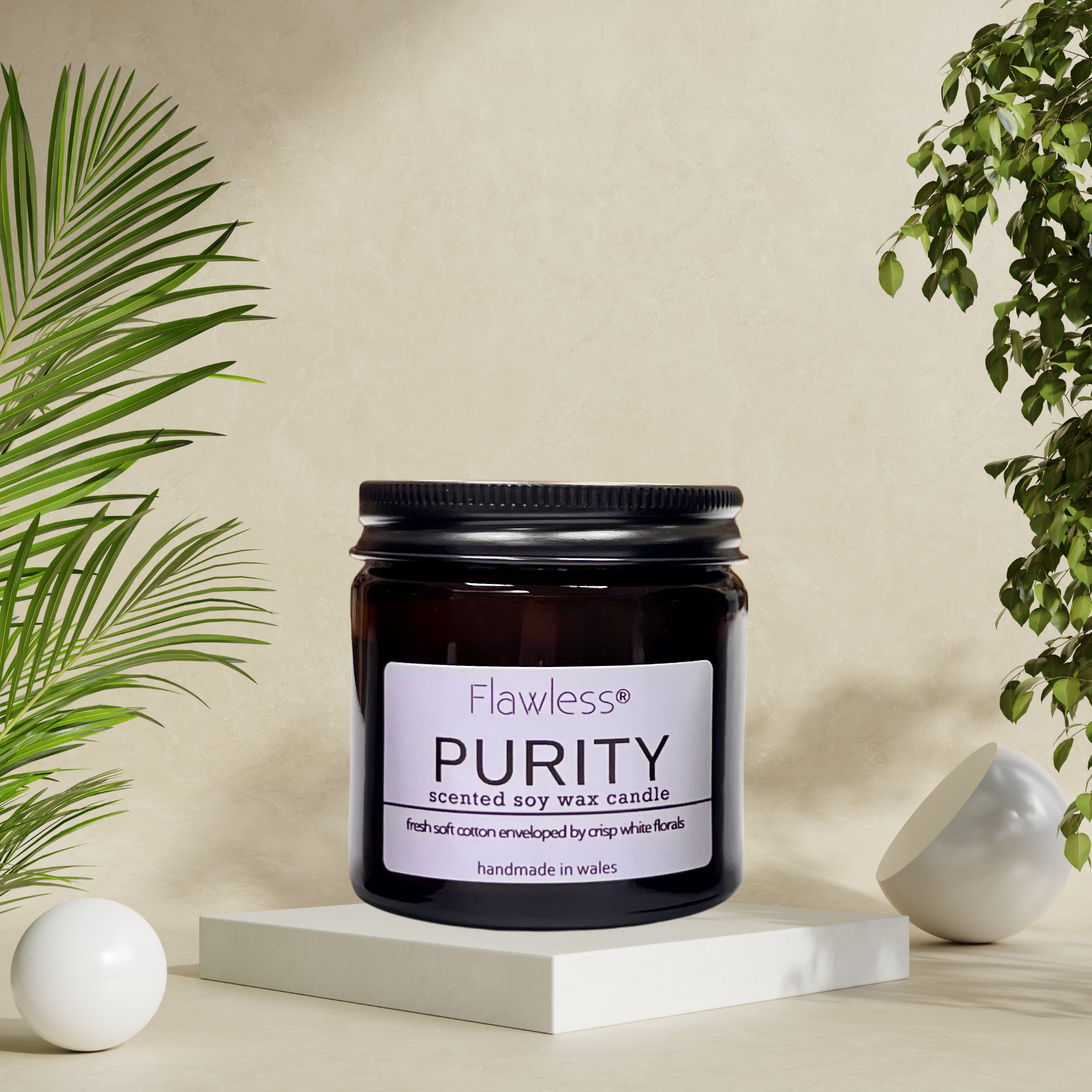 Clean Cotton and Baby Powder Vegan Soy Wax Candle - Purity-1