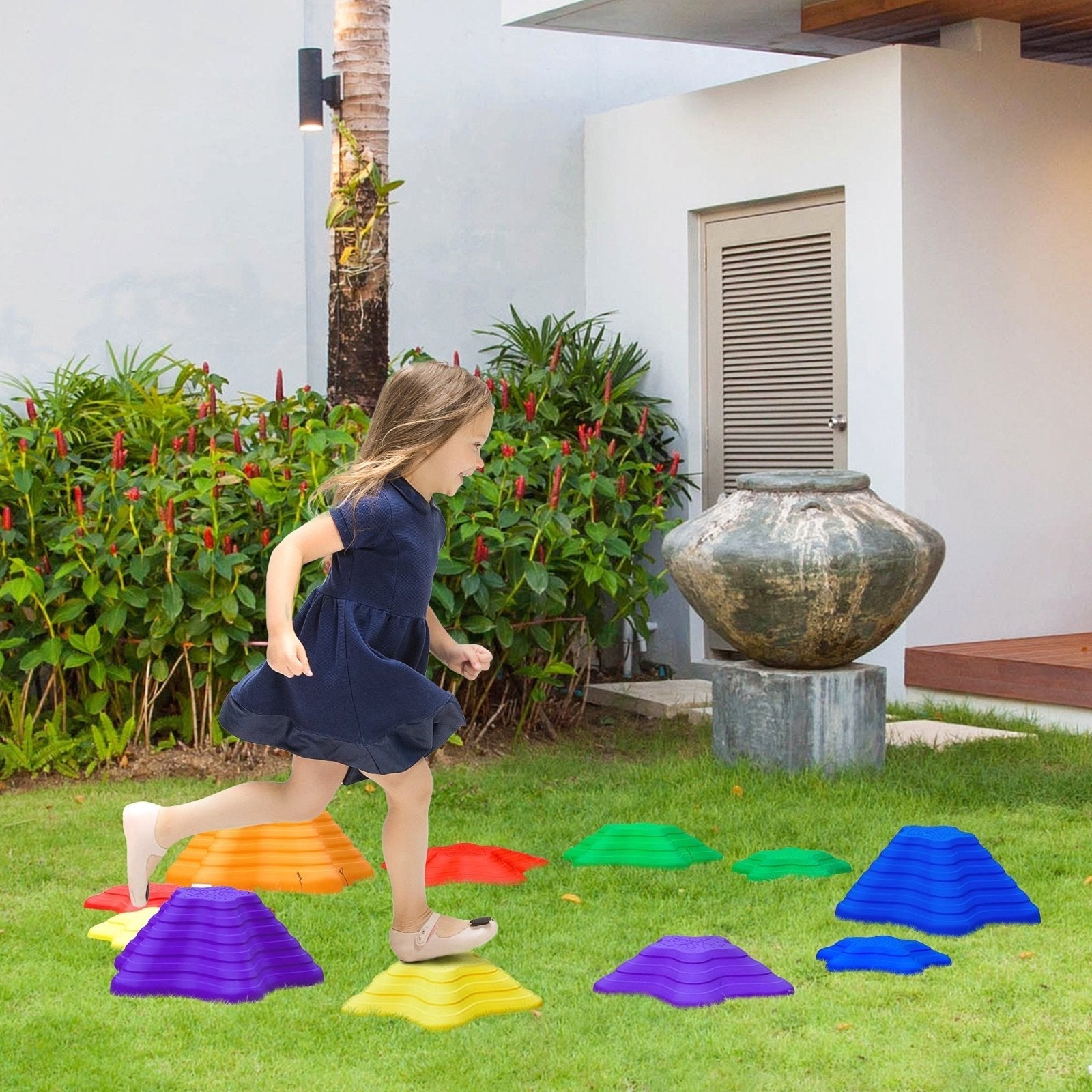 11 Piece Kids Balance Stepping Stones Set Starfish Non Slip Blue-1