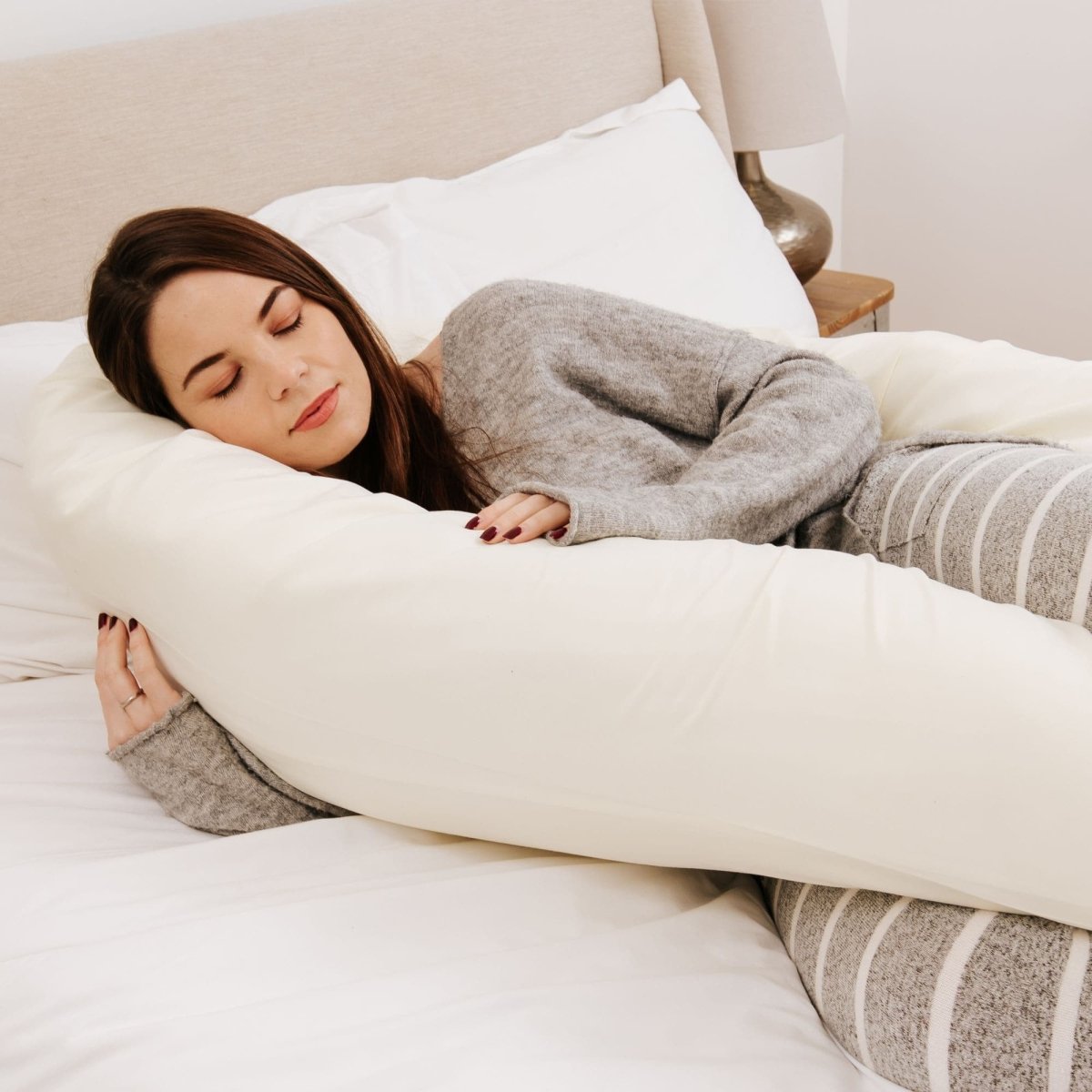 12 Ft Maternity Pillow And Case - Cream-2