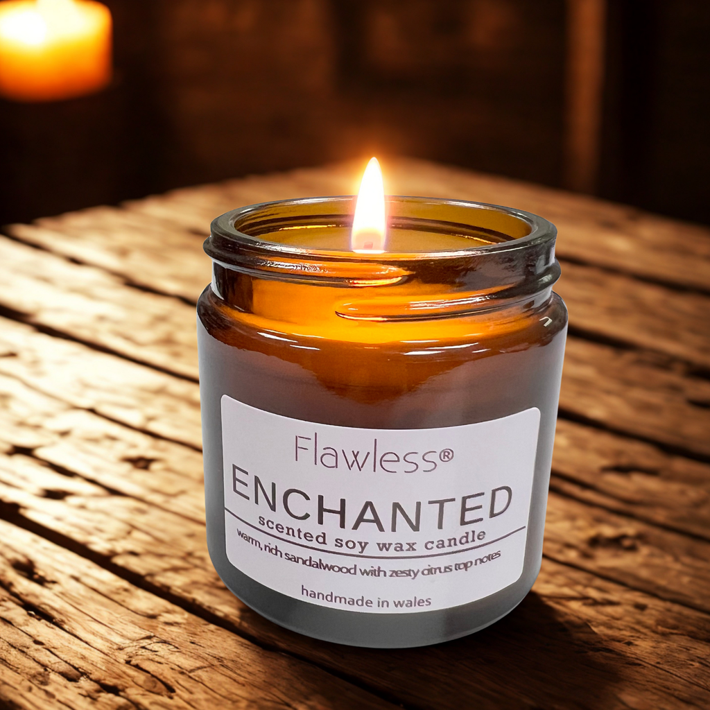 Sandalwood, Amber and Citrus Scented Candle - Enchanted-4