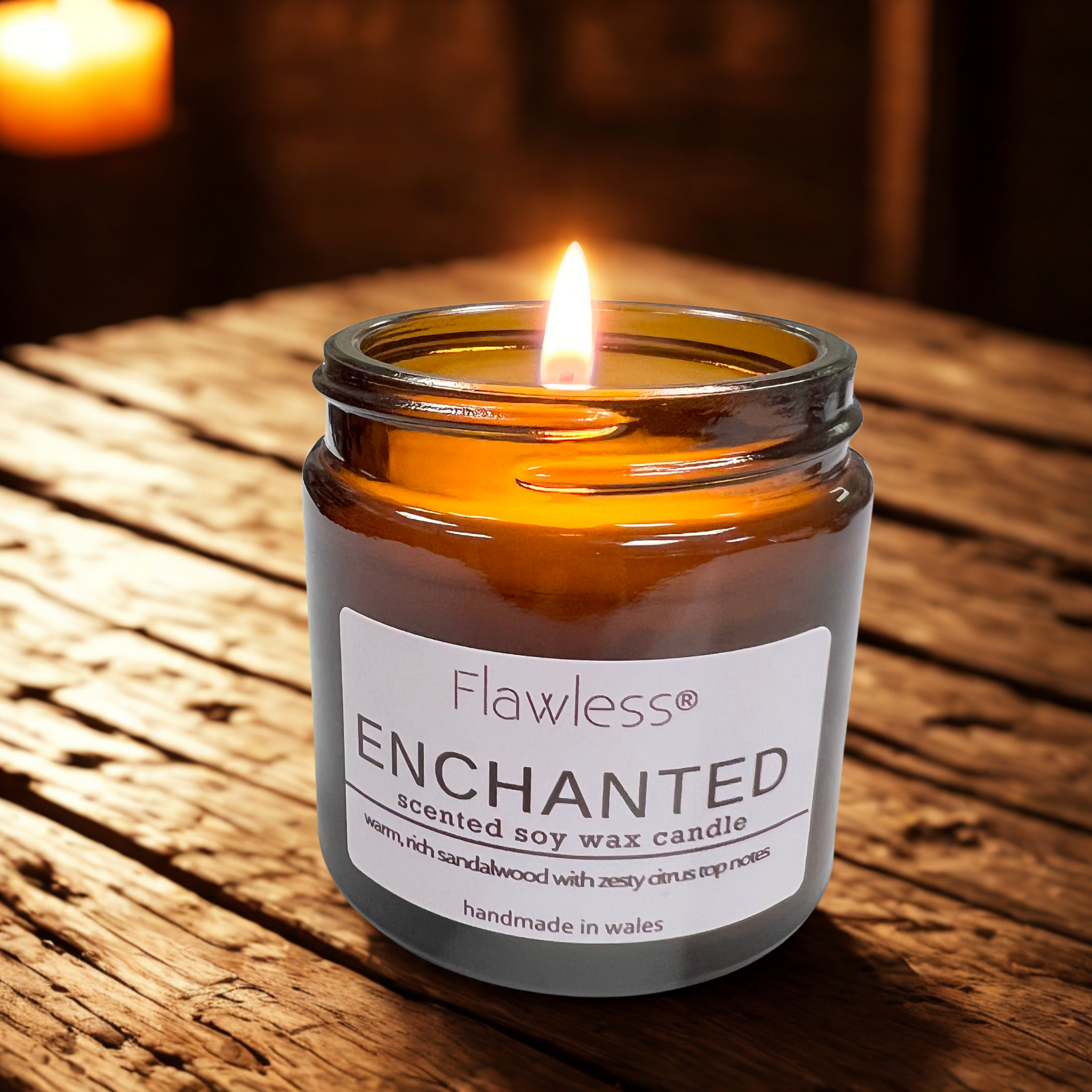 Sandalwood, Amber and Citrus Scented Candle - Enchanted-4