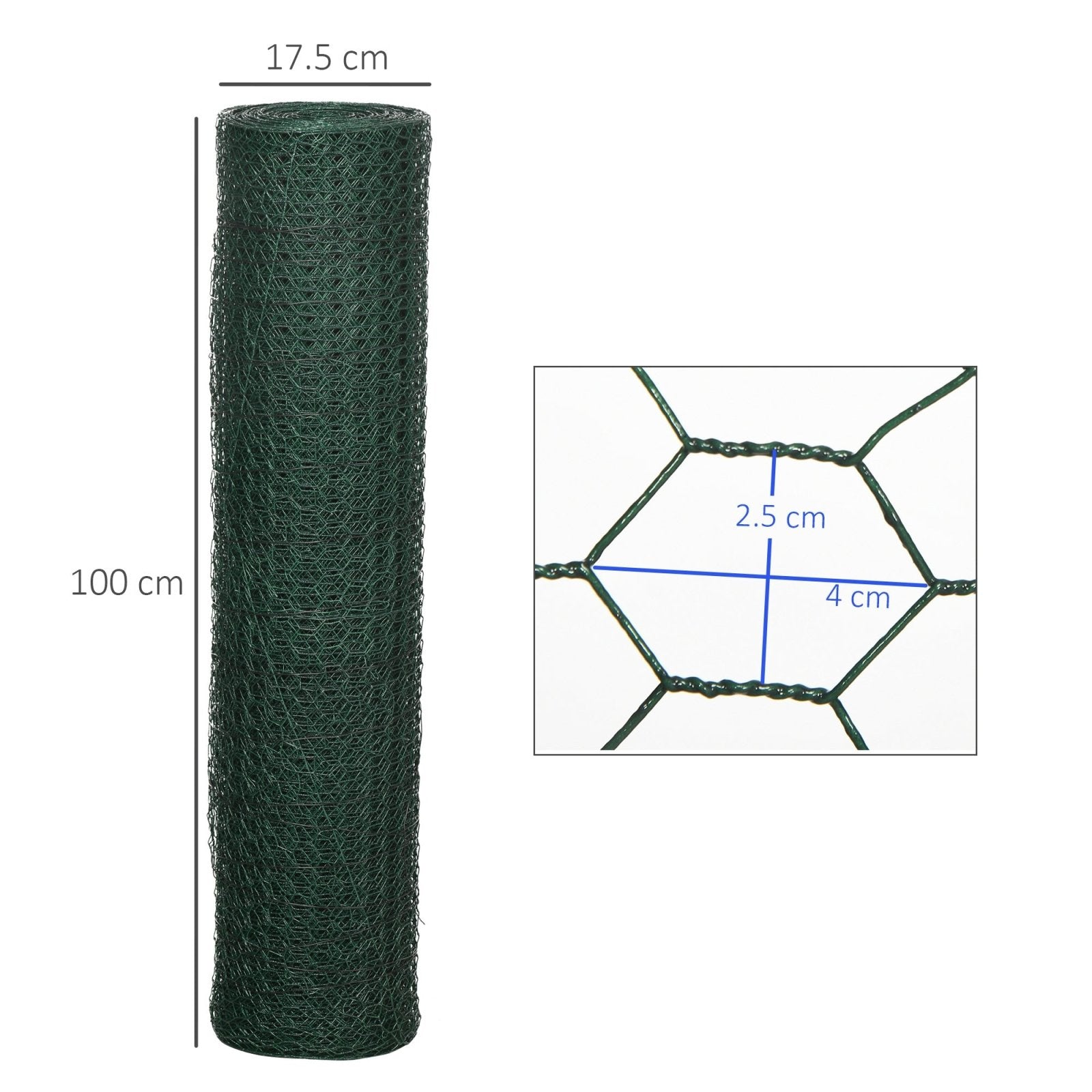 1m x 25m Chicken Wire Mesh, Foldable PVC Coated Welded Garden Fence, Roll Poultry Netting, for Rabbits, Ducks, Gooses, Dark Green-2