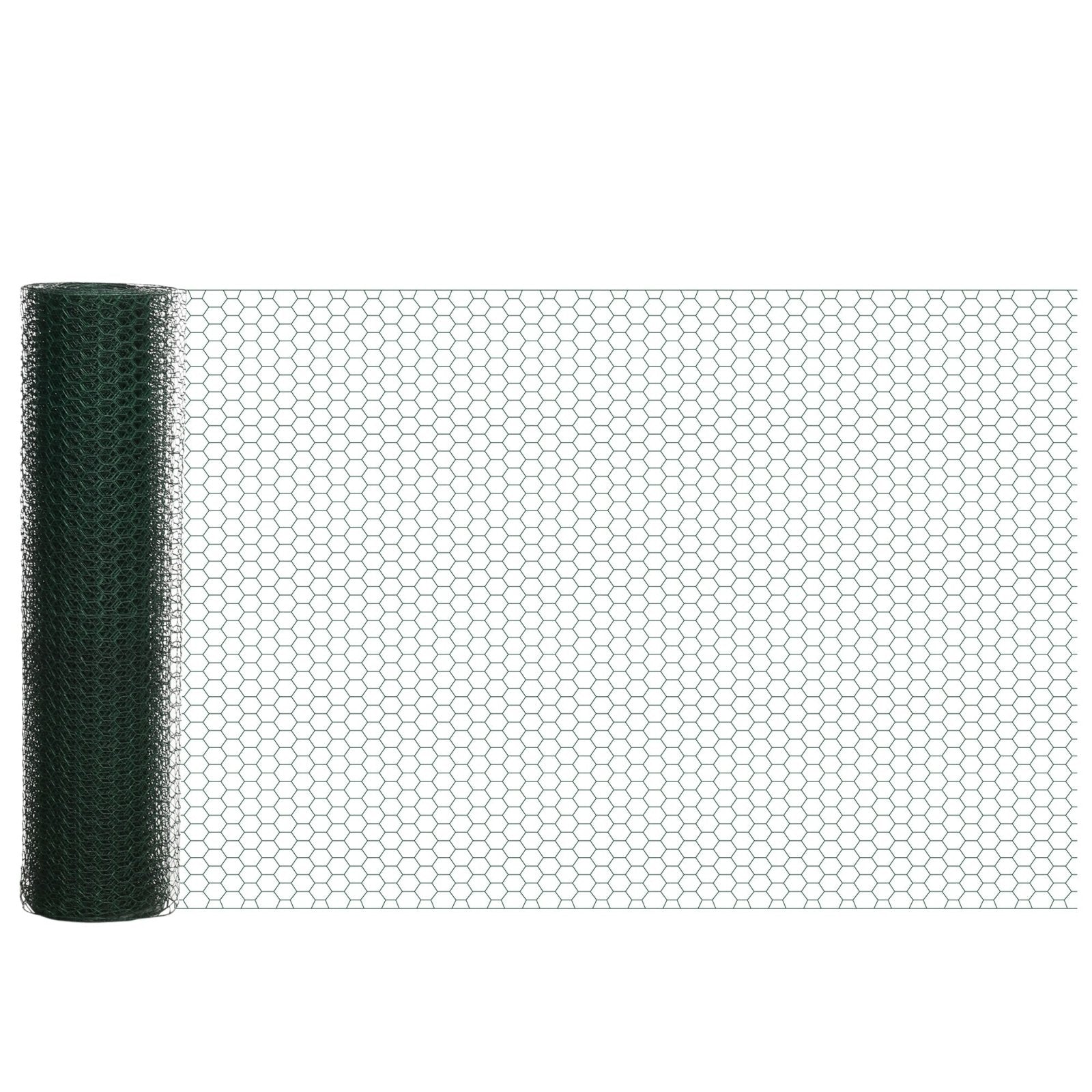 1m x 25m Chicken Wire Mesh, Foldable PVC Coated Welded Garden Fence, Roll Poultry Netting, for Rabbits, Ducks, Gooses, Dark Green-0