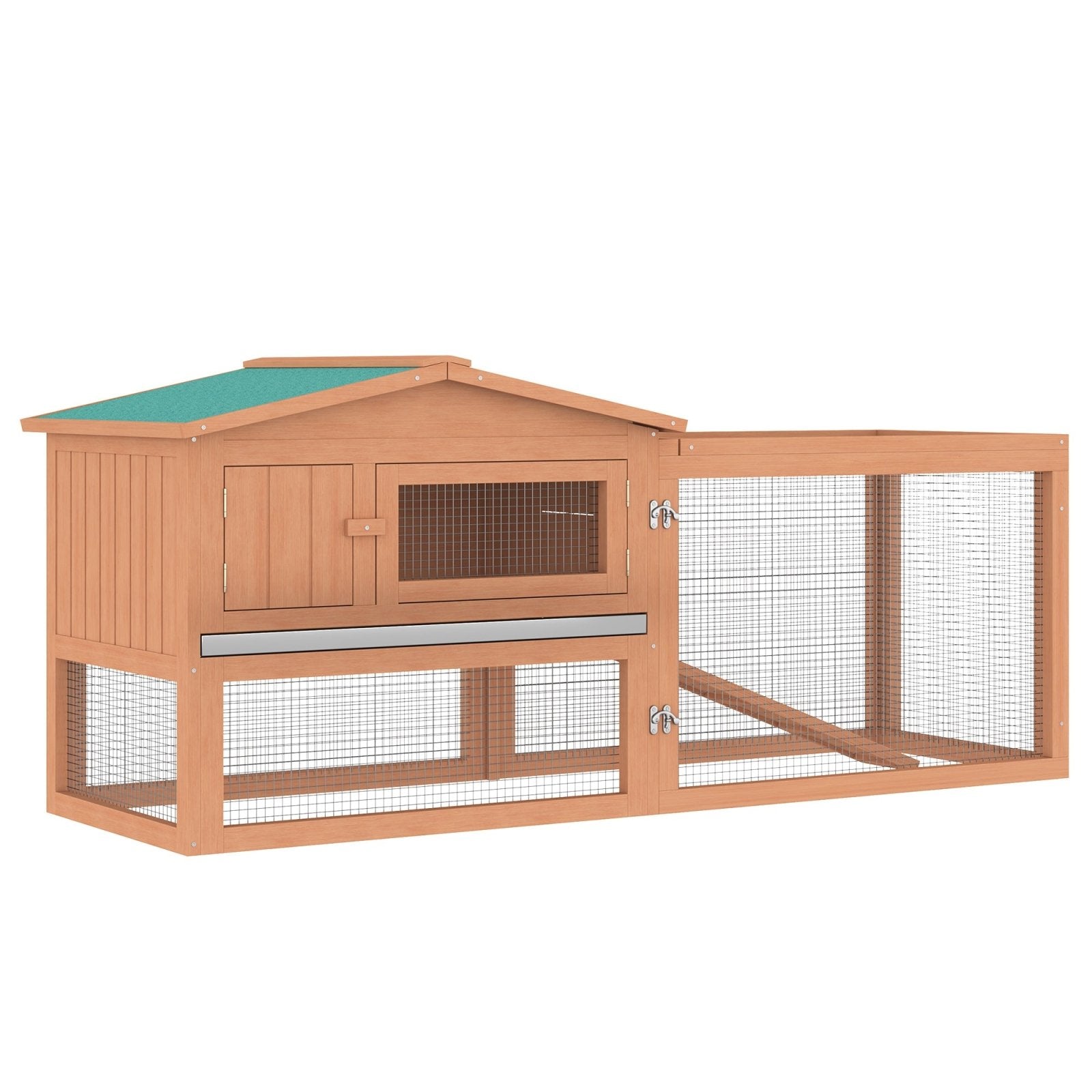 2 Floor Wooden Rabbit Hutch Bunny Cage House Chicken Coop Outdoor Garden Backyard 158 x 58 x 68 cm-0