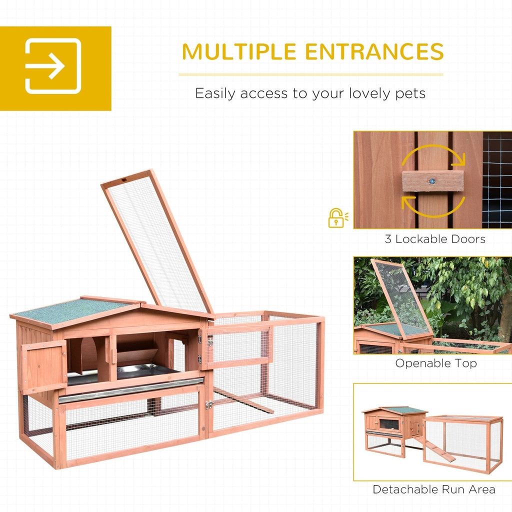 2 Floor Wooden Rabbit Hutch Bunny Cage House Chicken Coop Outdoor Garden Backyard 158 x 58 x 68 cm-3