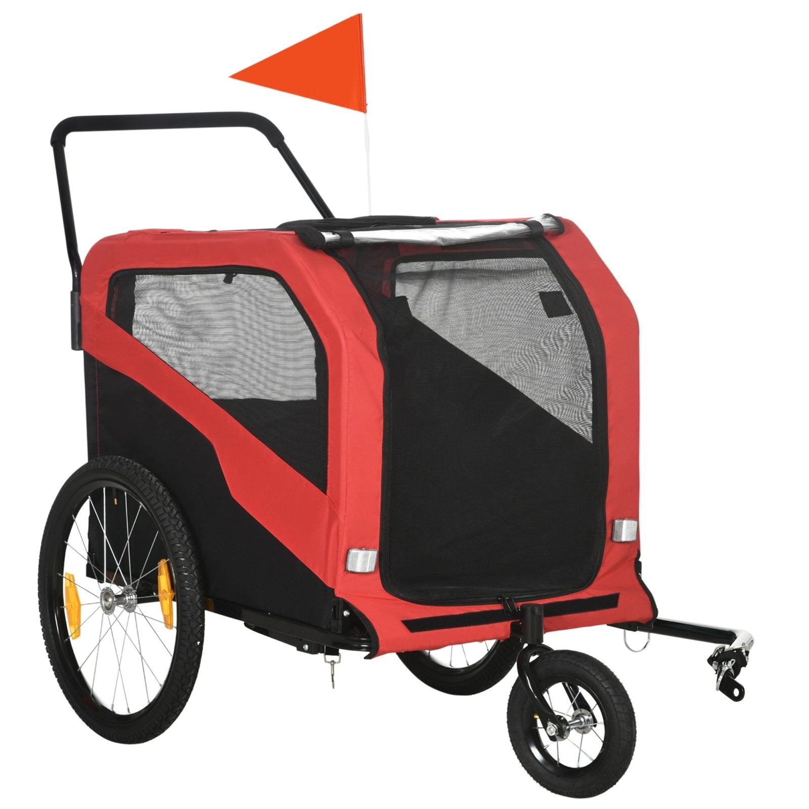 2 in 1 Dog Bike Trailer Pet Stroller for Large Dogs with Hitch, Quick-release 20" Wheels, Pet Bicycle Cart Trolley Carrier for Travel, Red-0
