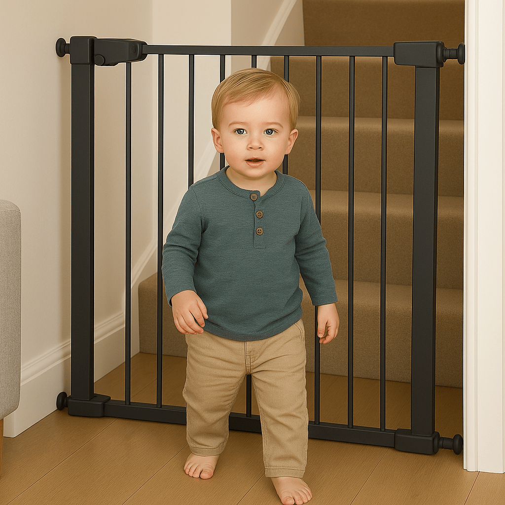 2x FYLO Baby Safety Stair Gate Pressure Fit 75-114cm Extra Wide - Grey-1