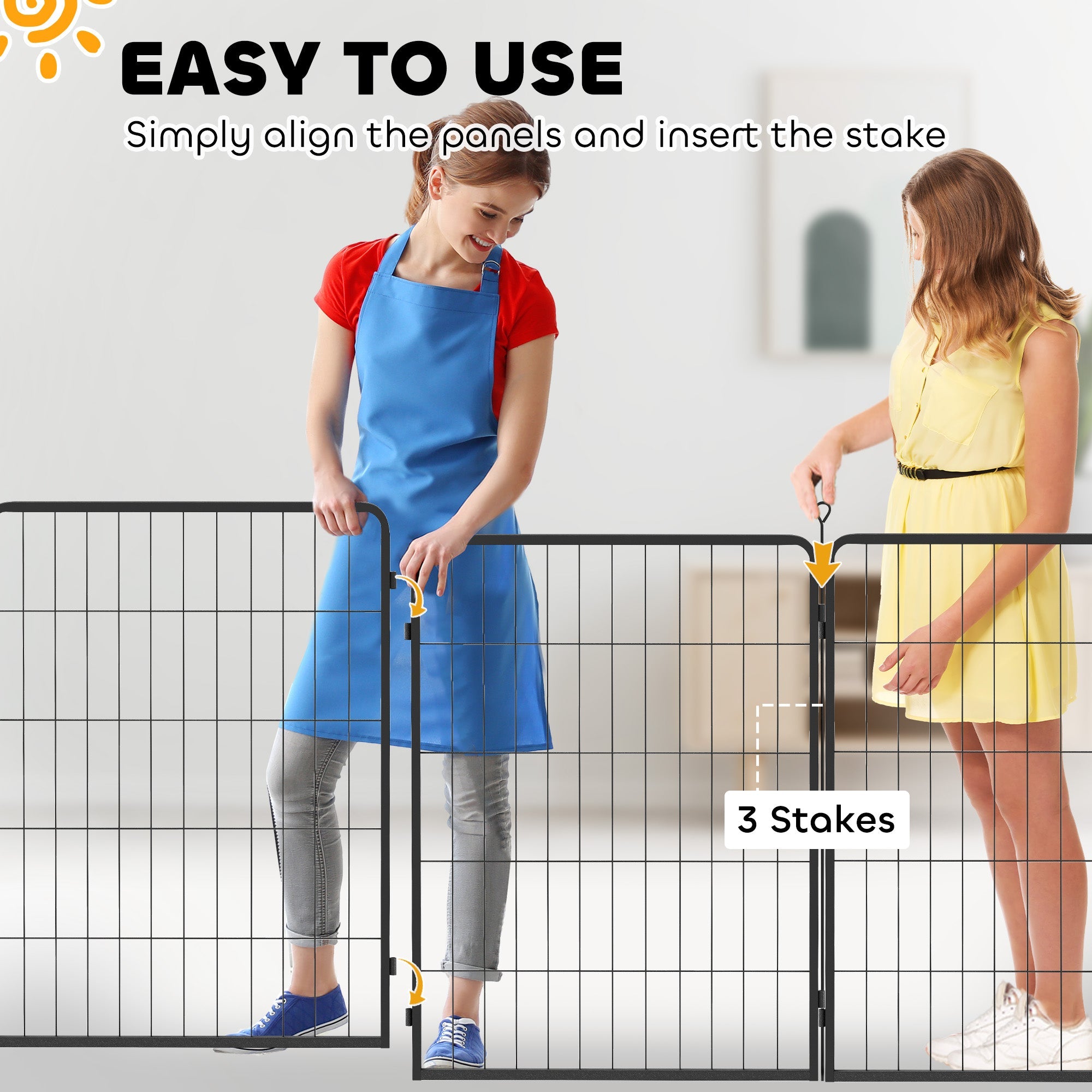 2 Piece Dog Pen Expansion Pack for 100cm High Animal Pen with 3 Connecting Stakes-4