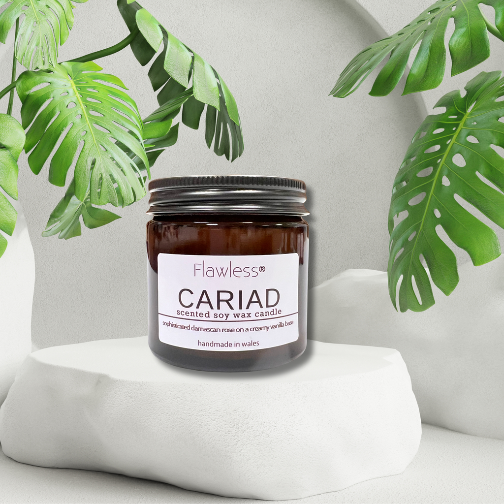 Rose and Vanilla Vegan Scented Candle - Cariad-0