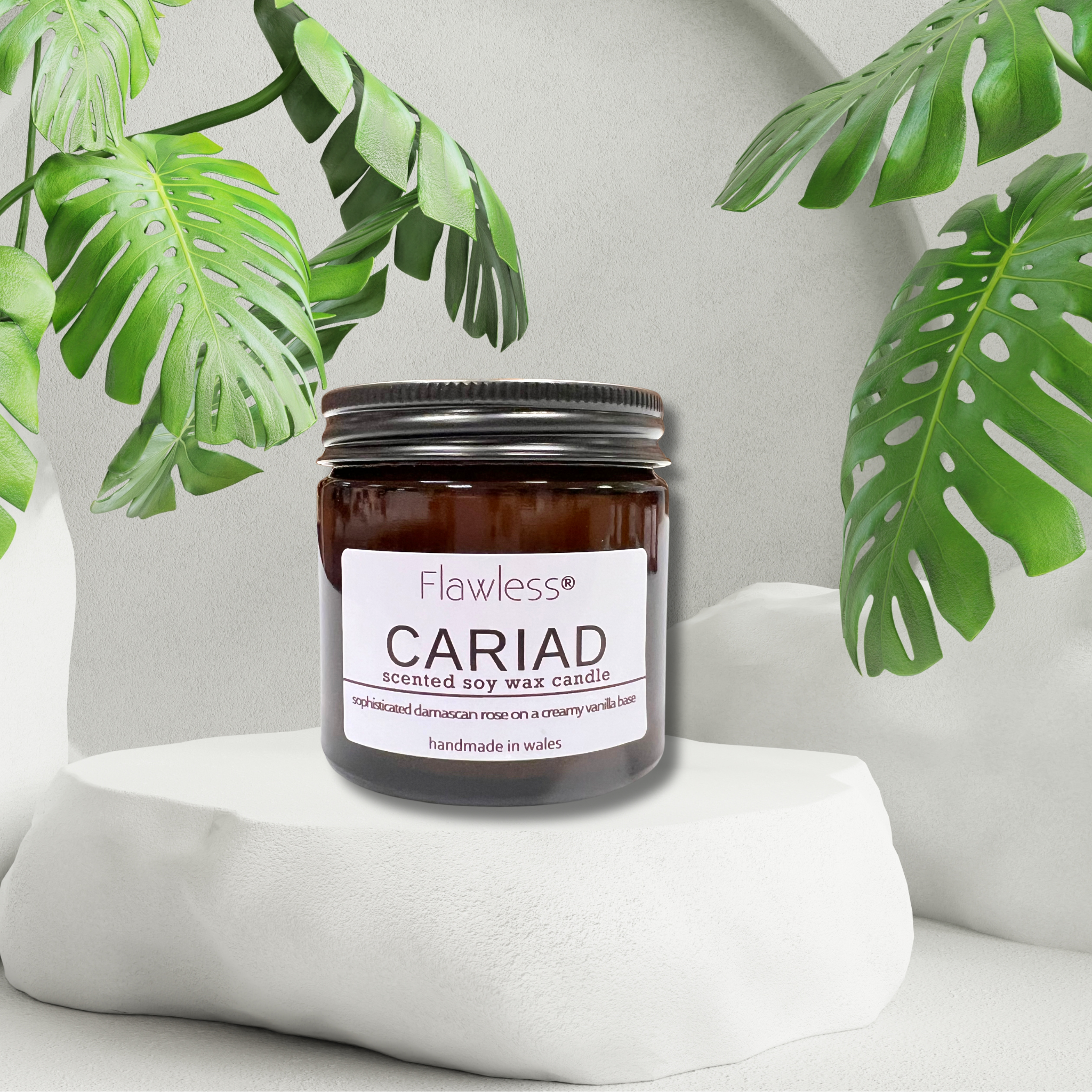 Rose and Vanilla Vegan Scented Candle - Cariad-0