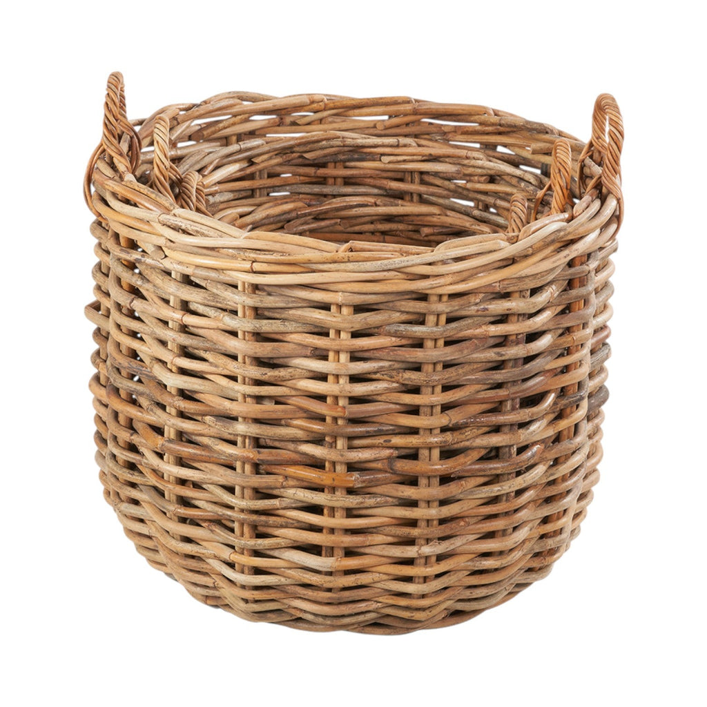 Set of 3 Chunky Rattan Round Logs Baskets-1