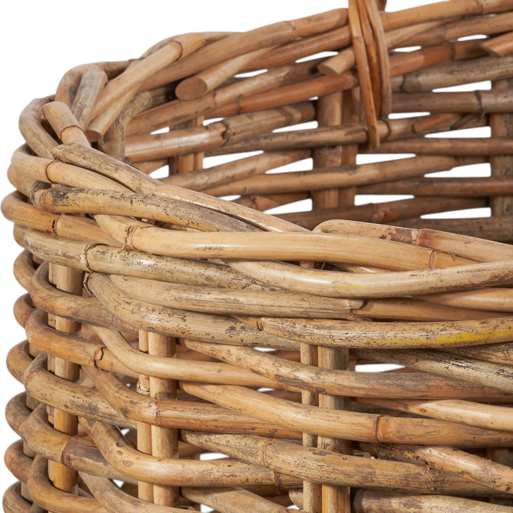 Set of 3 Chunky Rattan Round Logs Baskets-2