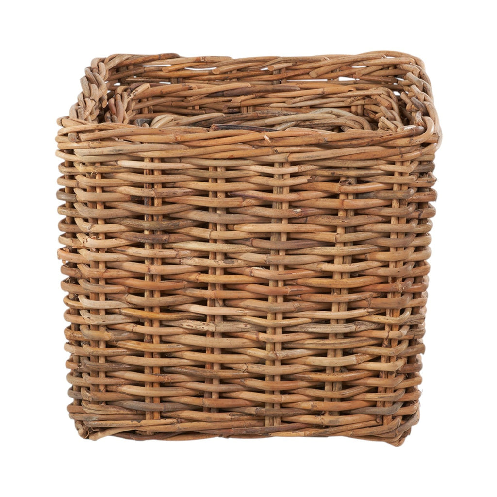 Set of 3 Chunky Natural Rattan Square Log Baskets-1