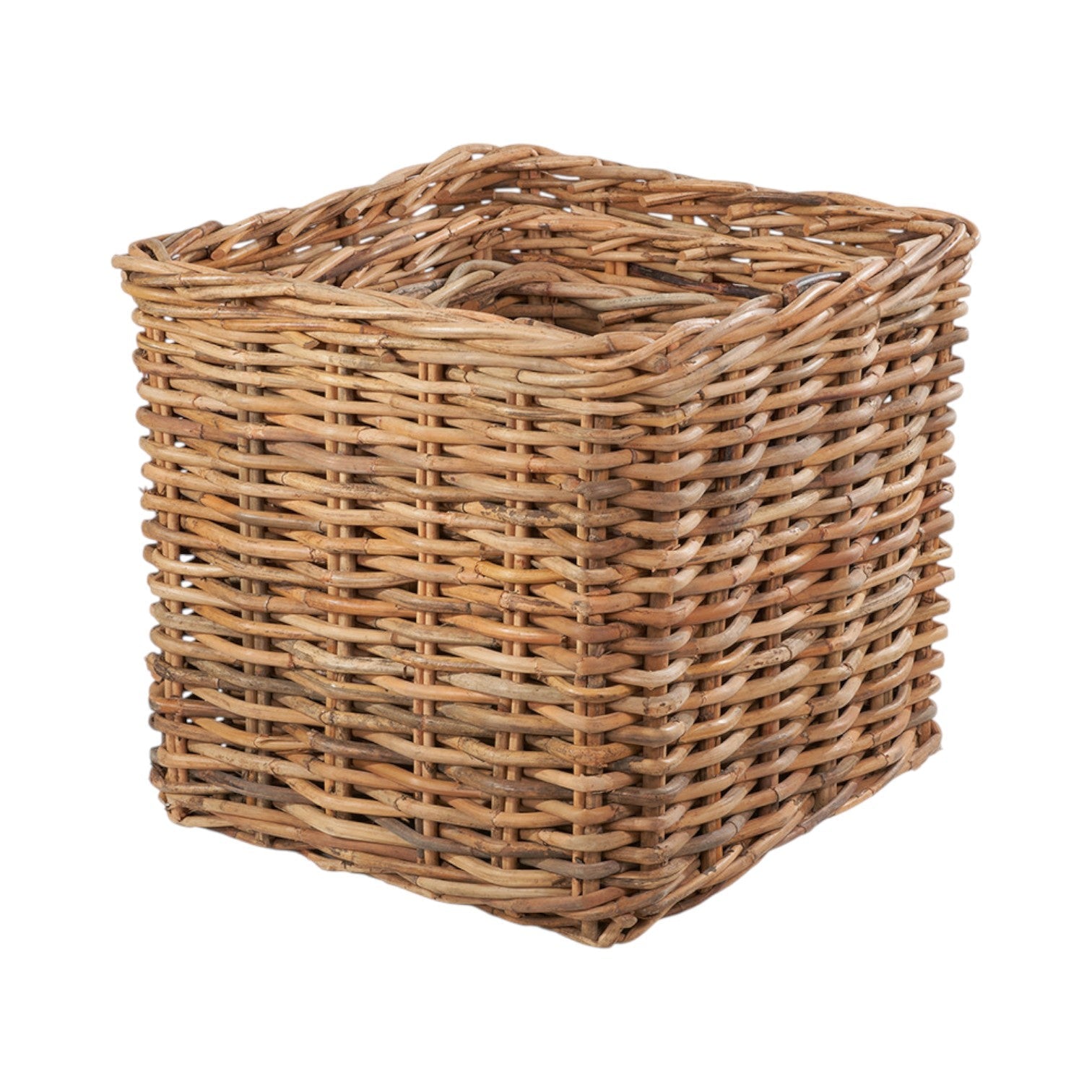 Set of 3 Chunky Natural Rattan Square Log Baskets-2