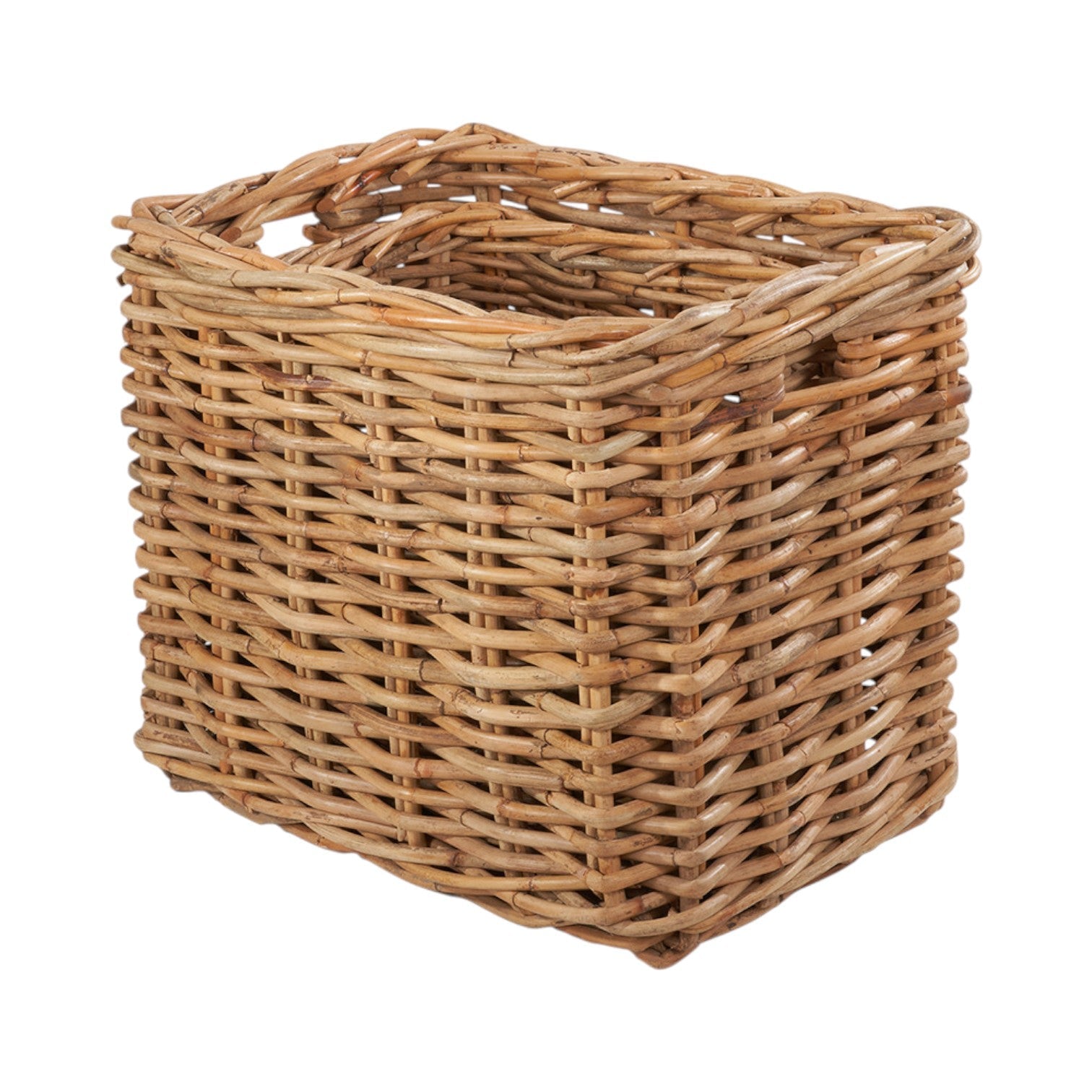 Set of 2 Chunky Natural Rattan Rectangular Log Baskets-2