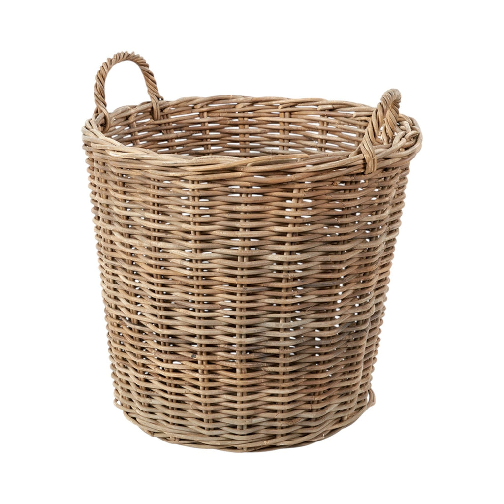 Grey Kubu Rattan Tall Round Storage Basket-1