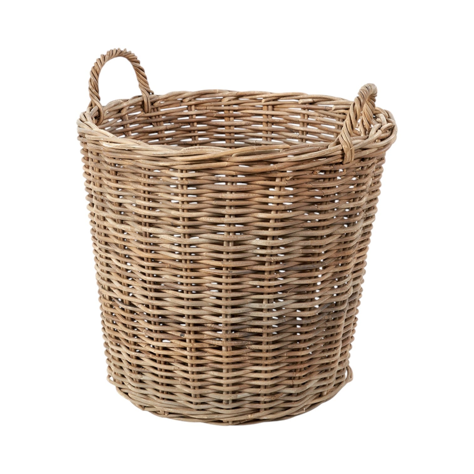 Grey Kubu Rattan Tall Round Storage Basket-1