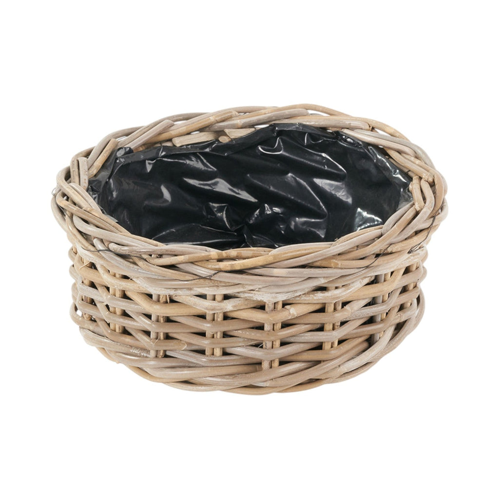 Set of 3 Indoor Outdoor Grey Kubu Rattan Round Basket Planters-1