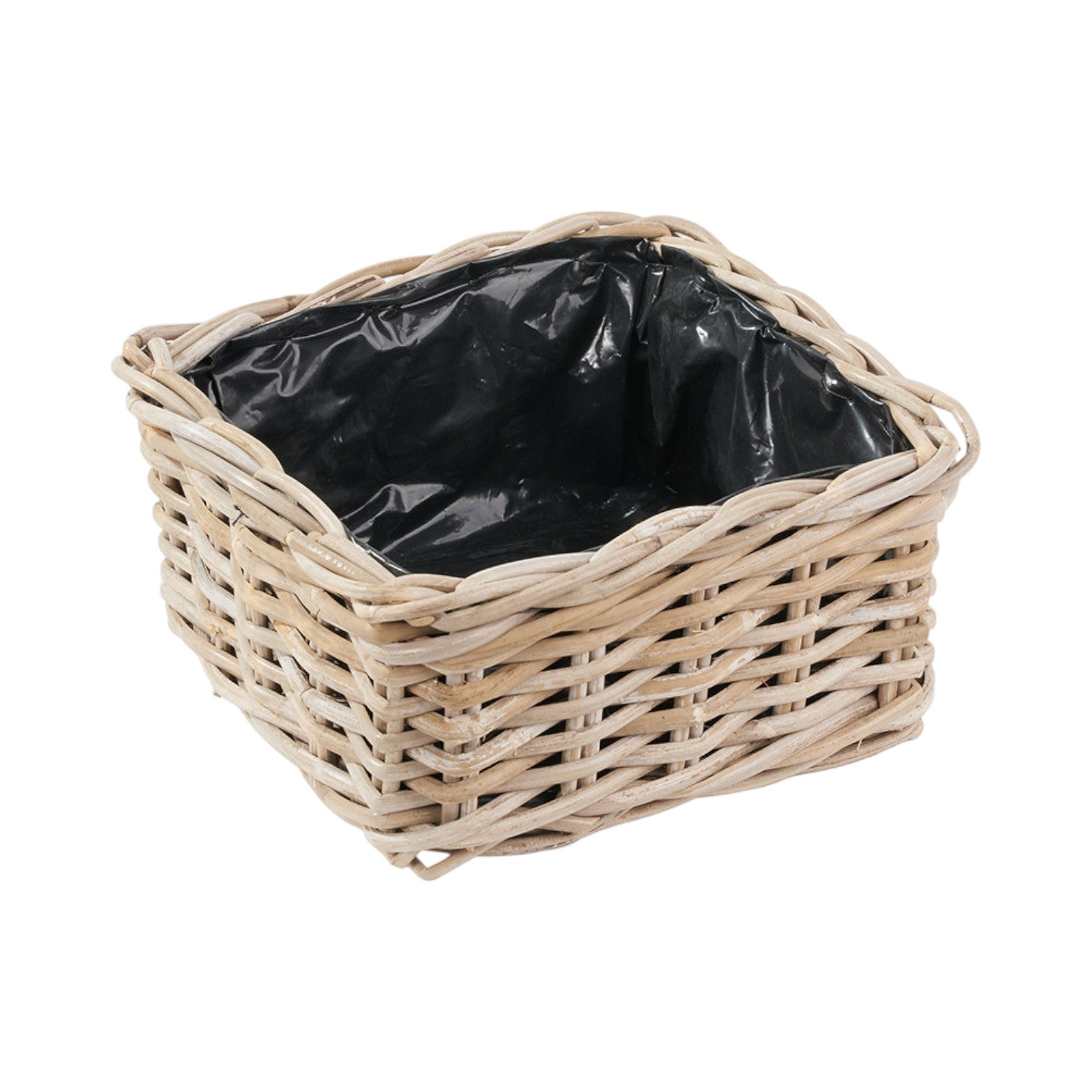 Set of 3 Indoor Outdoor Grey Kubu Rattan Square Basket Planters-2