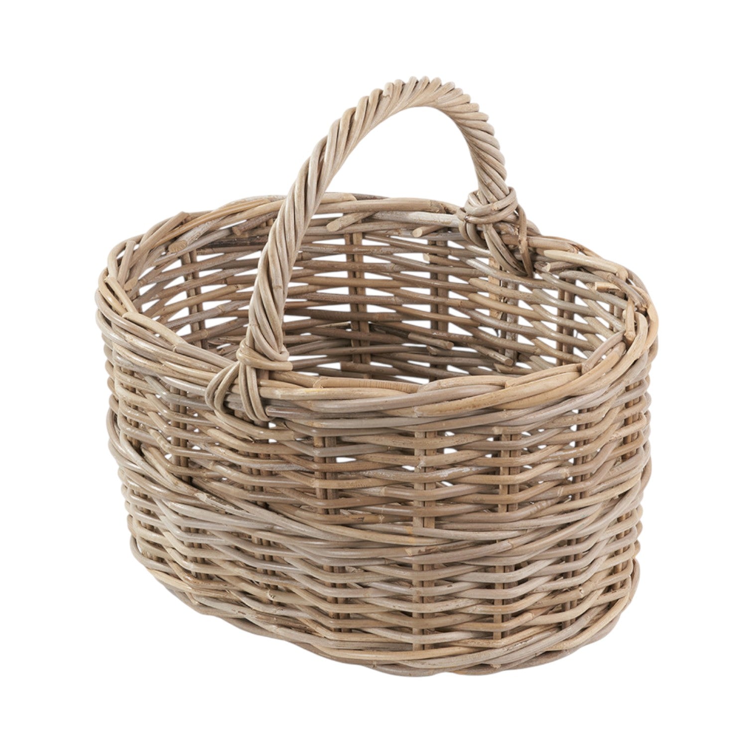 Grey Kubu Rattan Straight Sided Shopping Basket-1