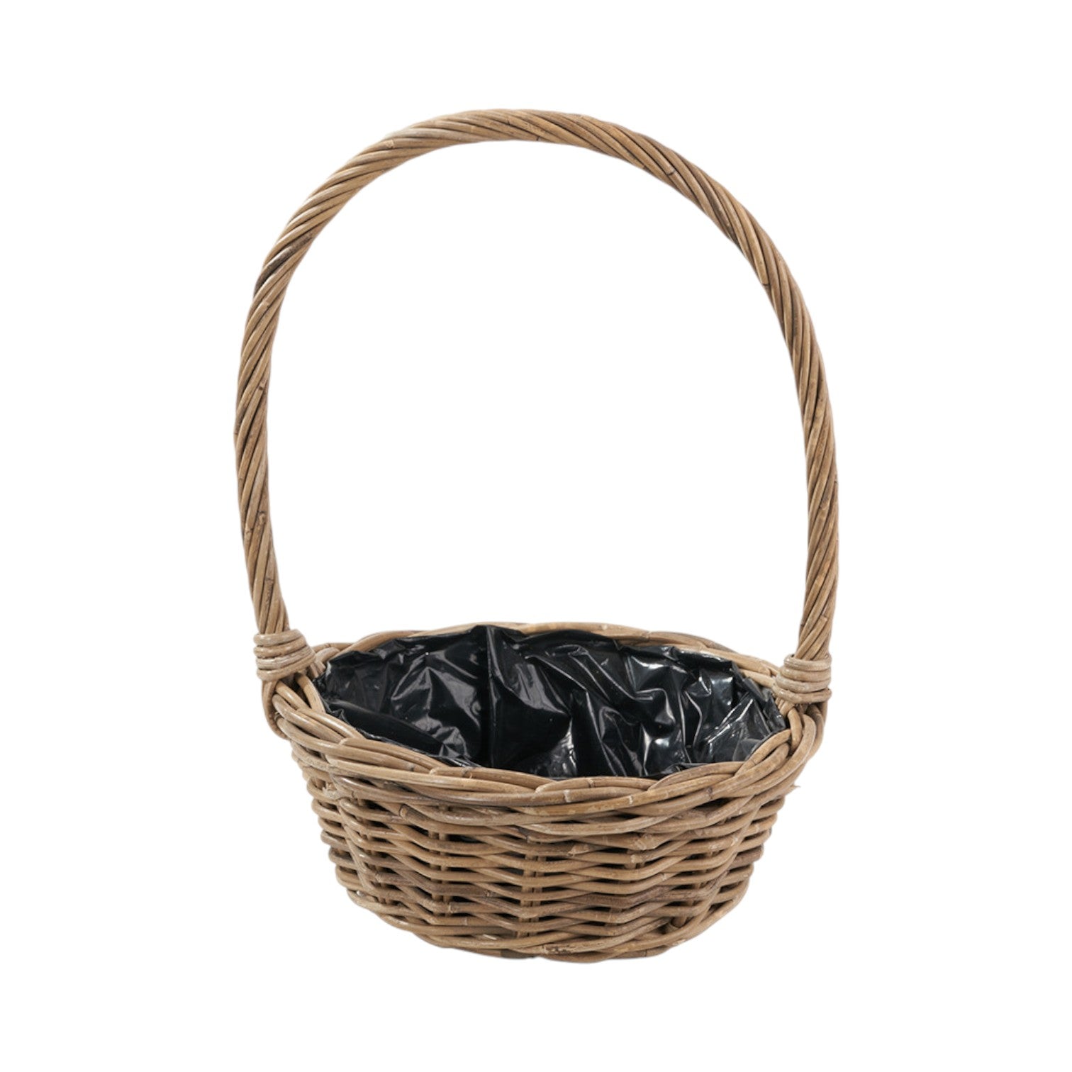 Indoor Outdoor Grey Kubu Rattan Flower Basket Planter-0