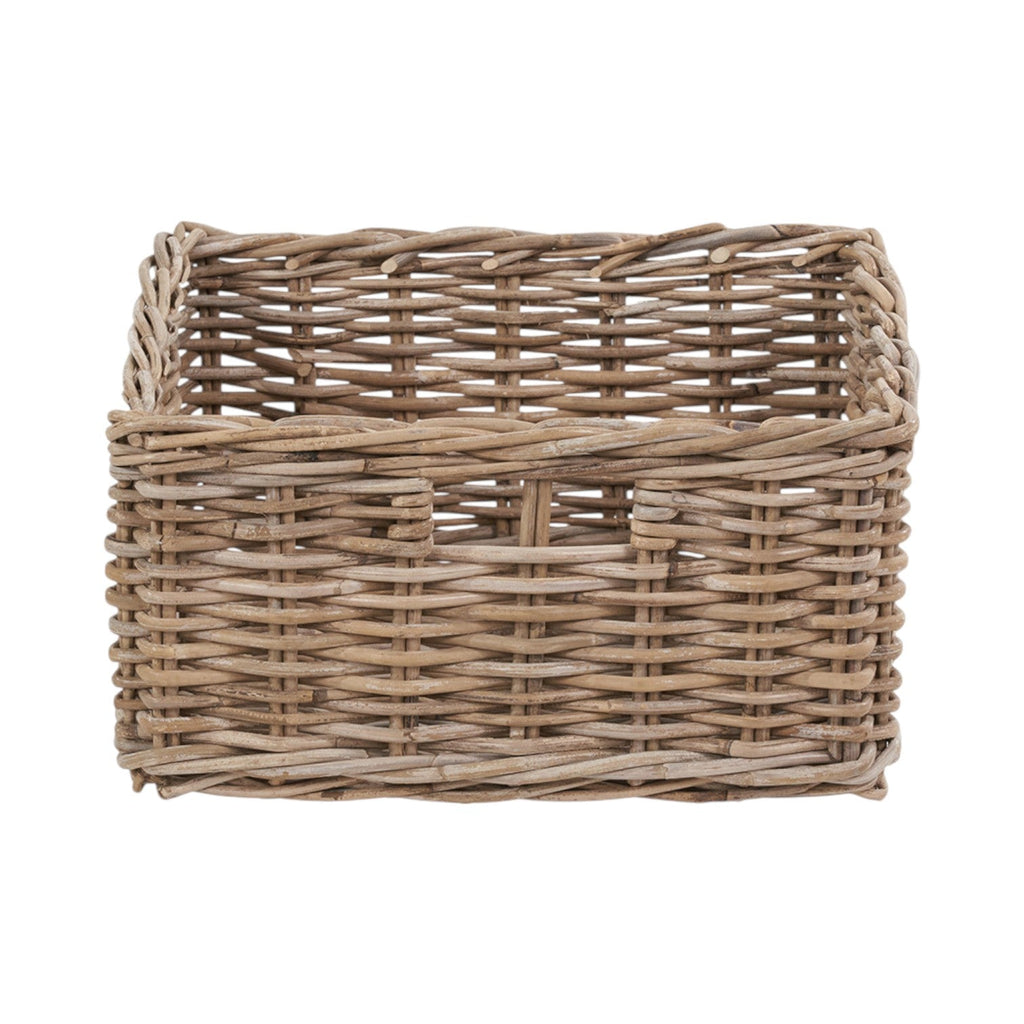 Grey Kubu Rattan Square Storage Basket with Inset Handles-0