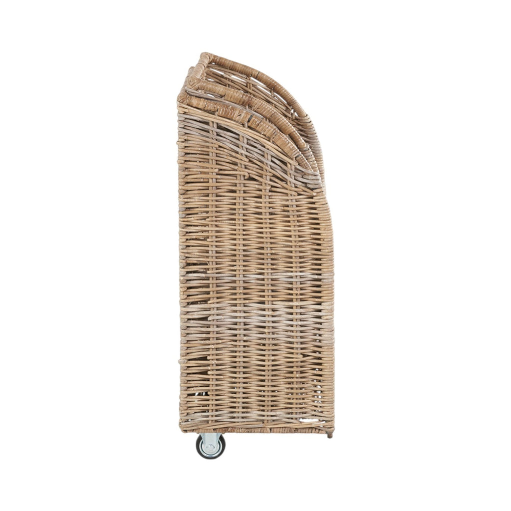 Set of 2 Grey Kubu Rattan Log Basket Trolleys-1