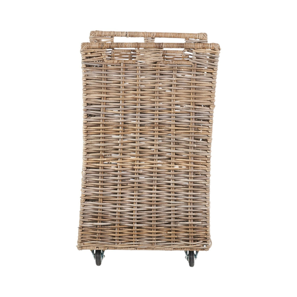 Set of 2 Grey Kubu Rattan Log Basket Trolleys-2