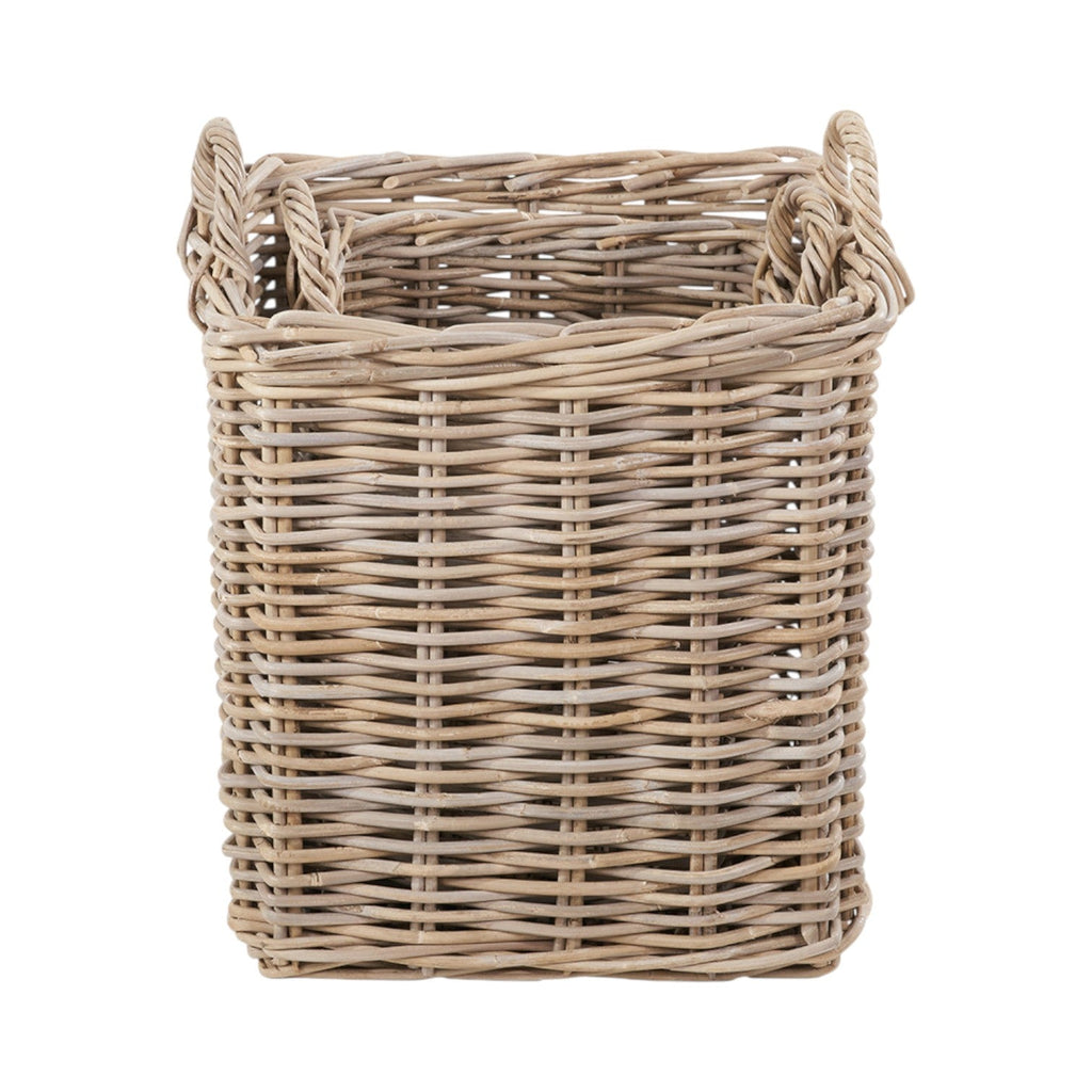 Set of 2 Grey Rattan Square Log Baskets-1