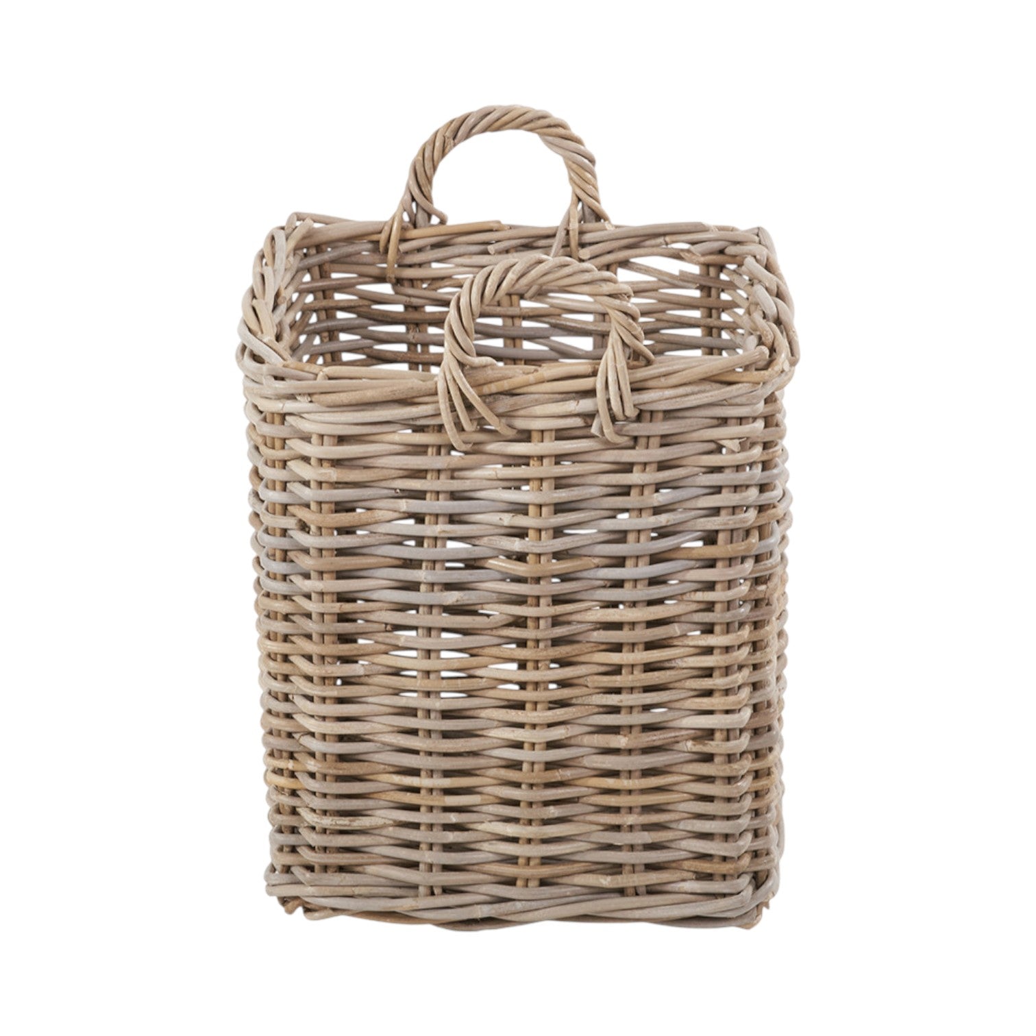 Set of 2 Grey Rattan Square Log Baskets-3