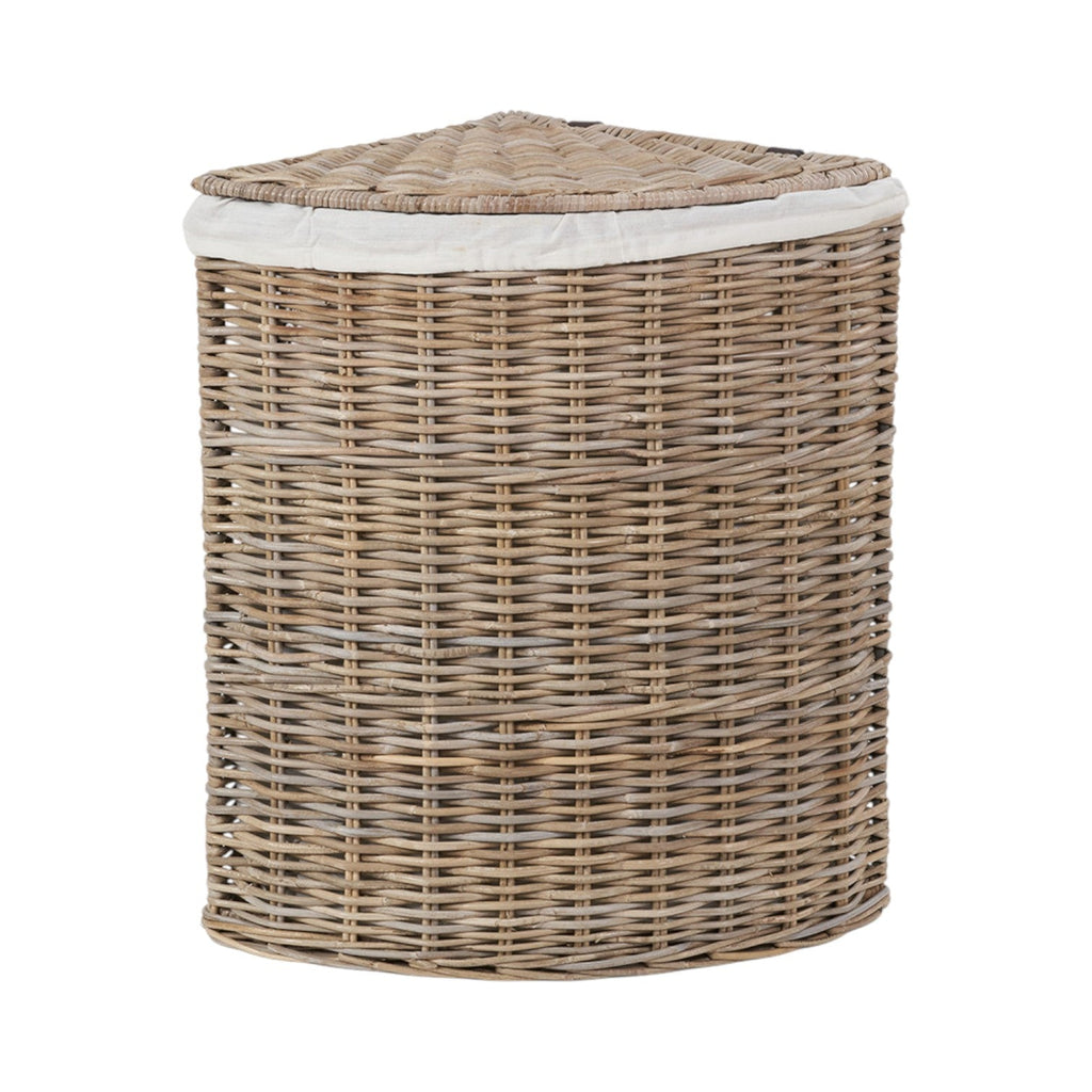 Set of 2 Grey Kubu Rattan Lined Corner Linen Baskets-2