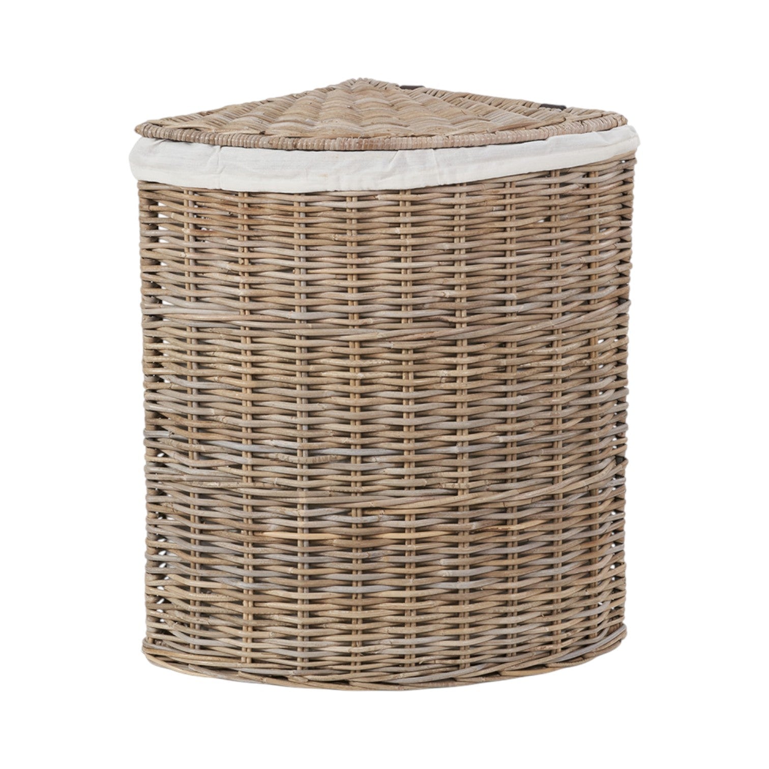 Set of 2 Grey Kubu Rattan Lined Corner Linen Baskets-2