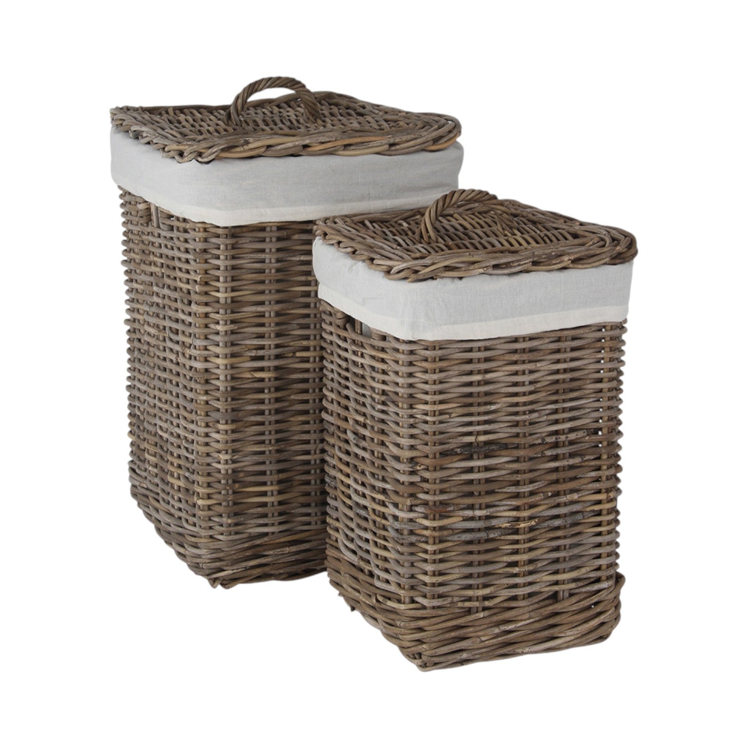Set of 2 Grey Kubu Square Linen Baskets-0