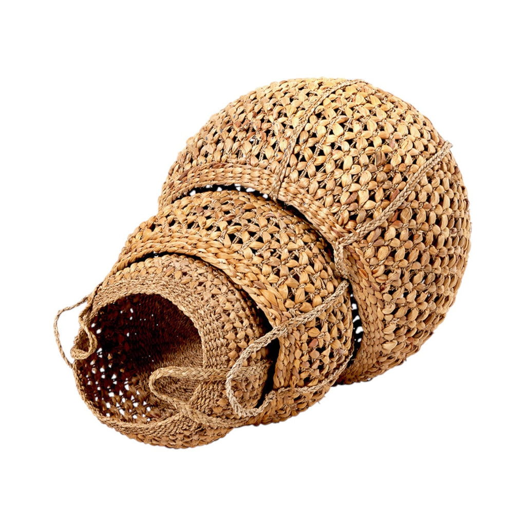 Set of 3 Water Hyacinth Round Handled Baskets-1