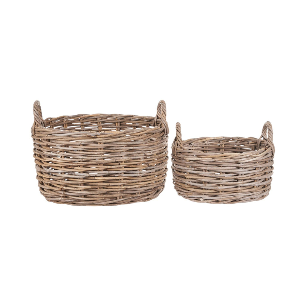 Set of 2 Grey Kubu Oval Baskets-0