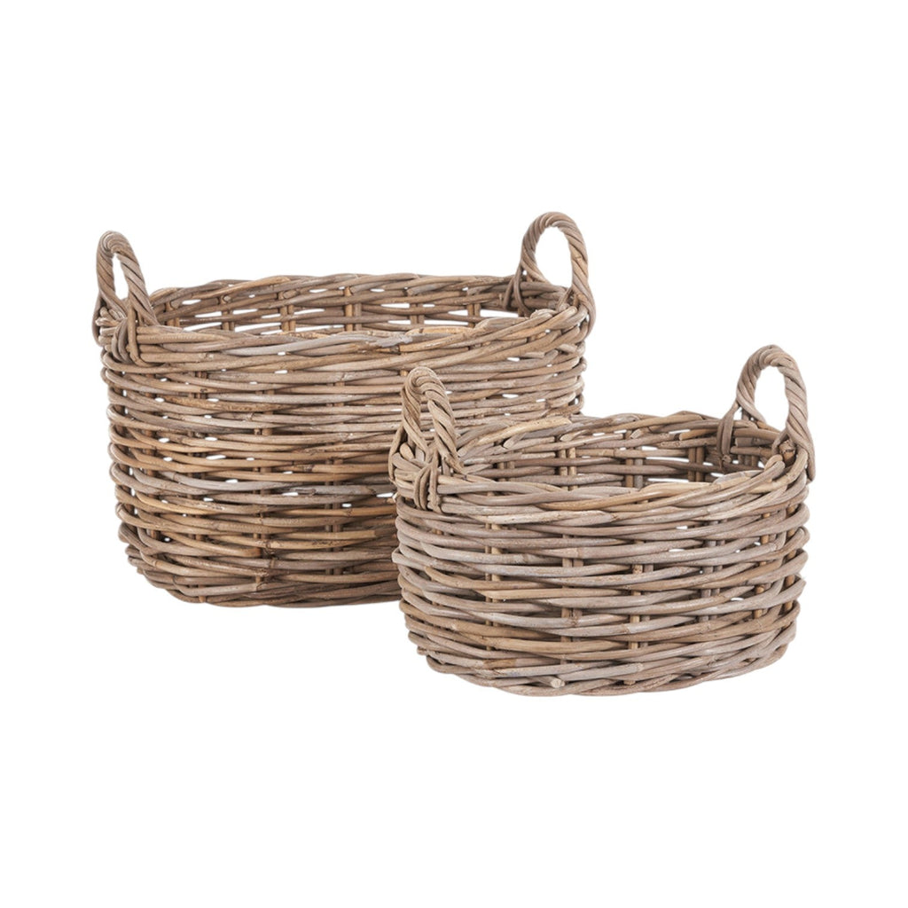 Set of 2 Grey Kubu Oval Baskets-1