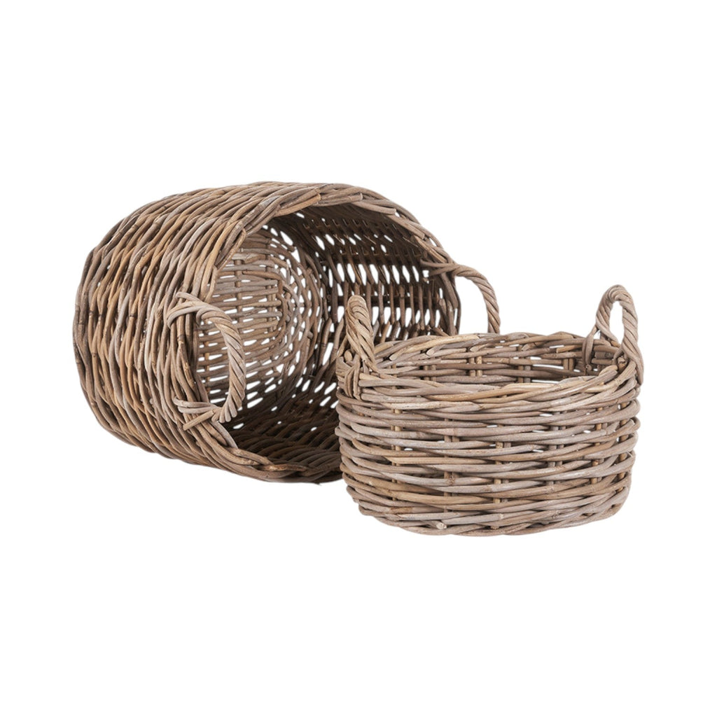 Set of 2 Grey Kubu Oval Baskets-2