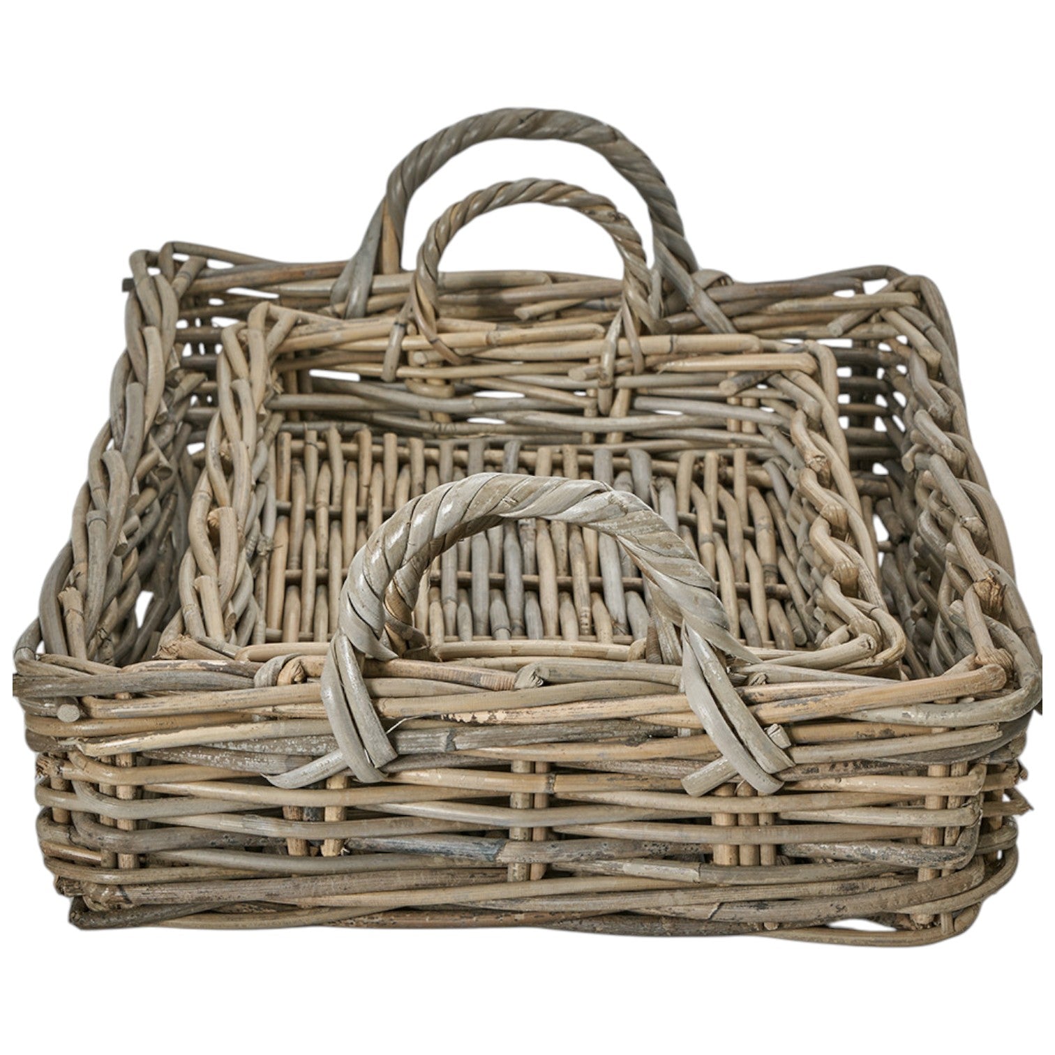 Set of 2 Grey Kubu Basket Trays-2