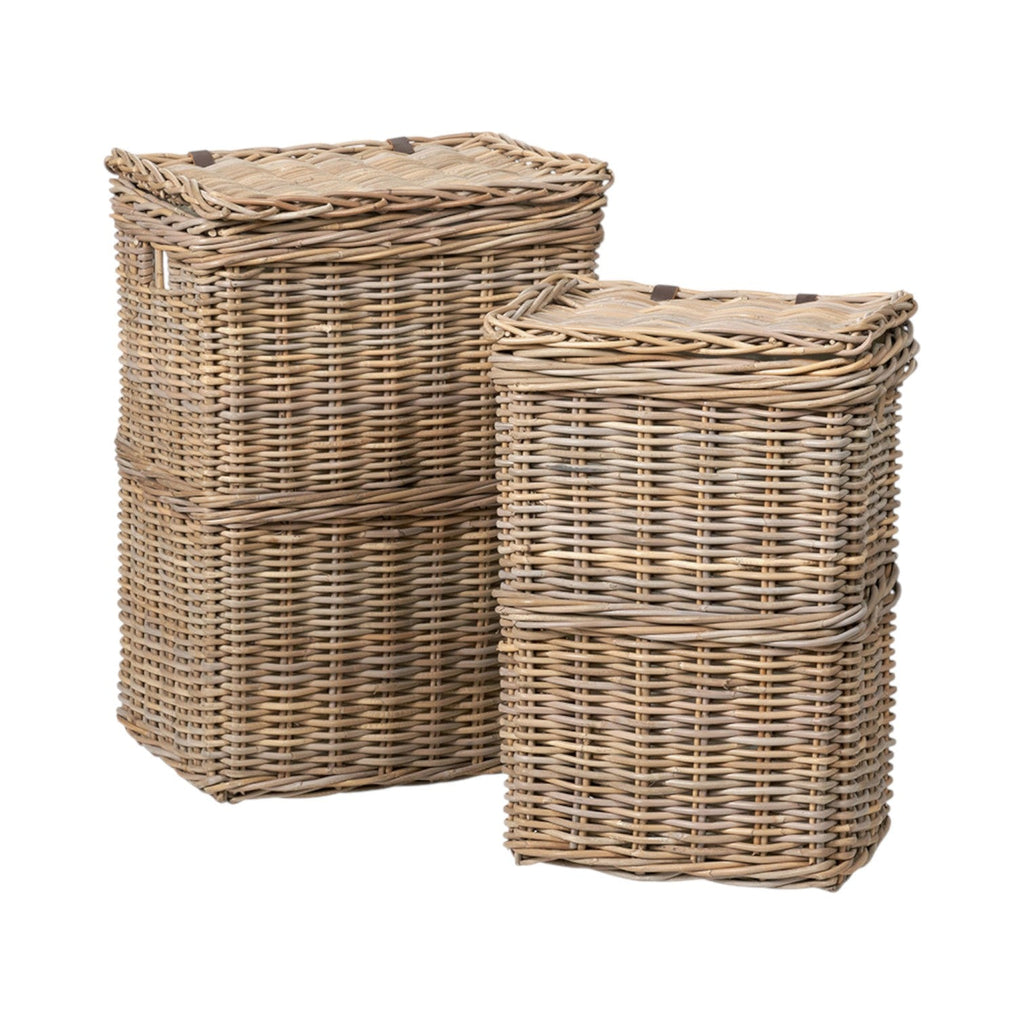 Set of 2 Grey Kubu Rectangular Linen Baskets-0