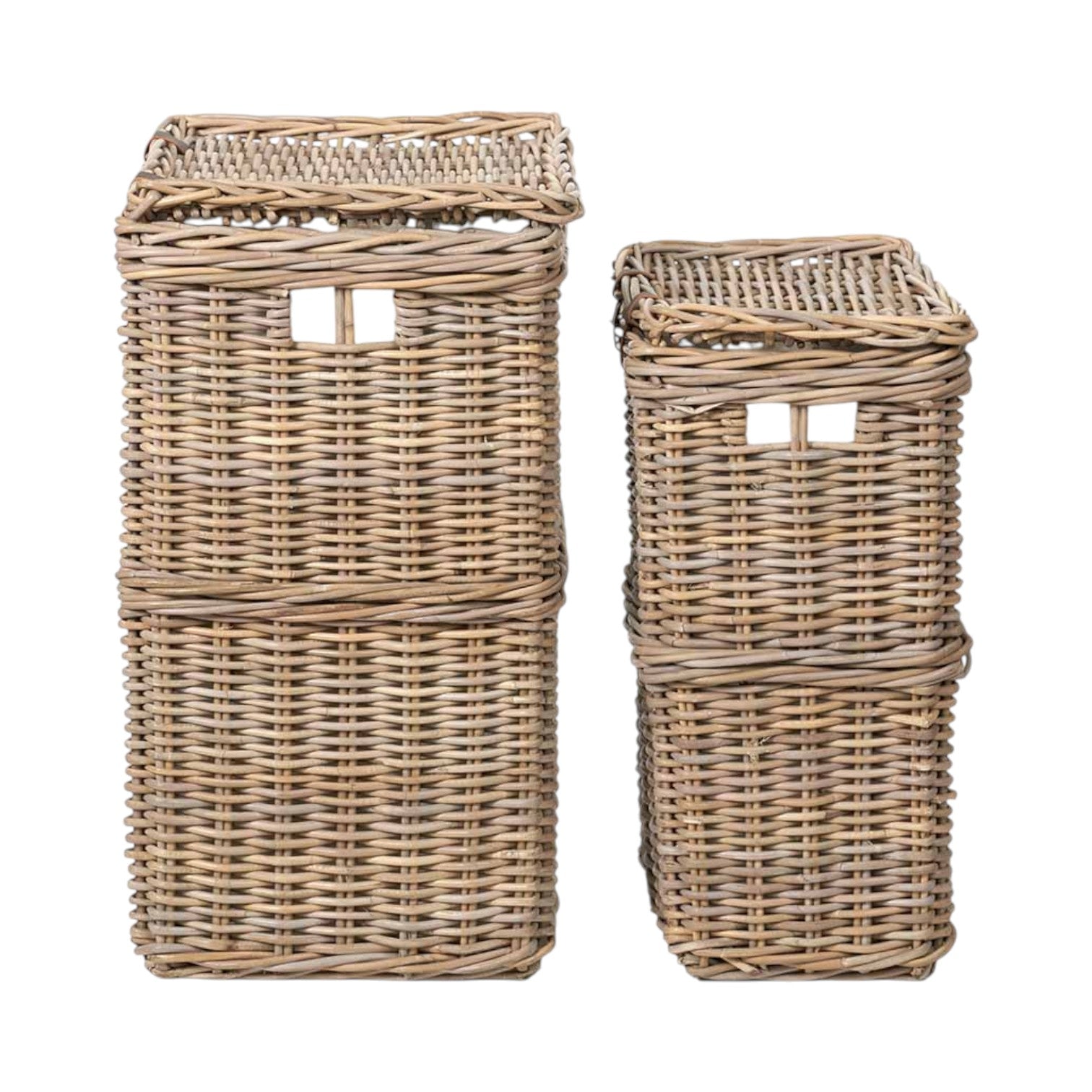 Set of 2 Grey Kubu Rectangular Linen Baskets-1
