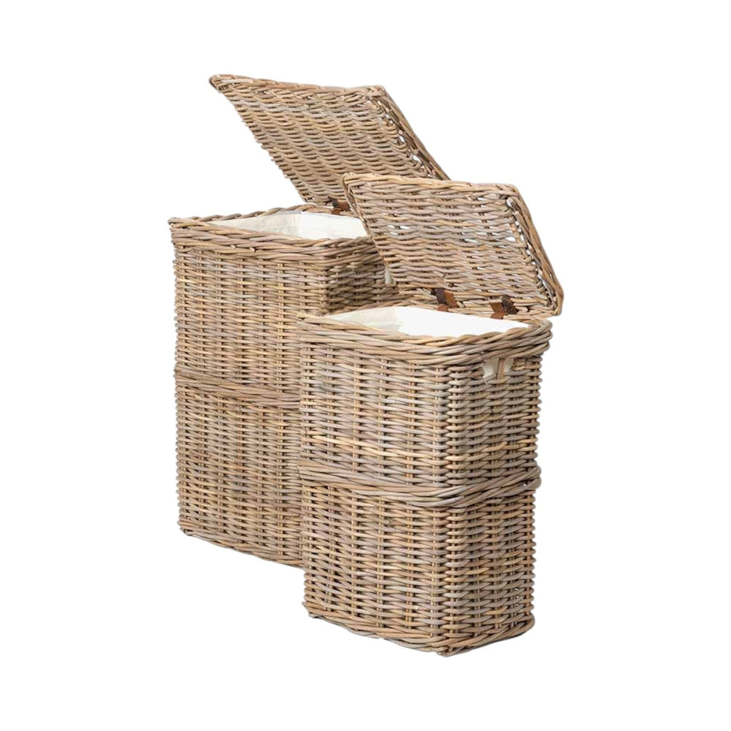 Set of 2 Grey Kubu Rectangular Linen Baskets-2