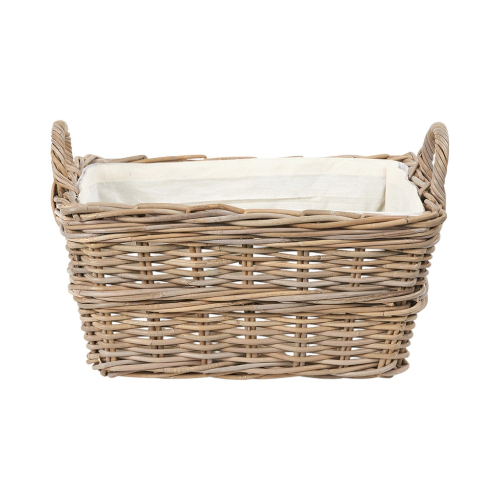 Grey Kubu Rectangular Handled Laundry Basket-0